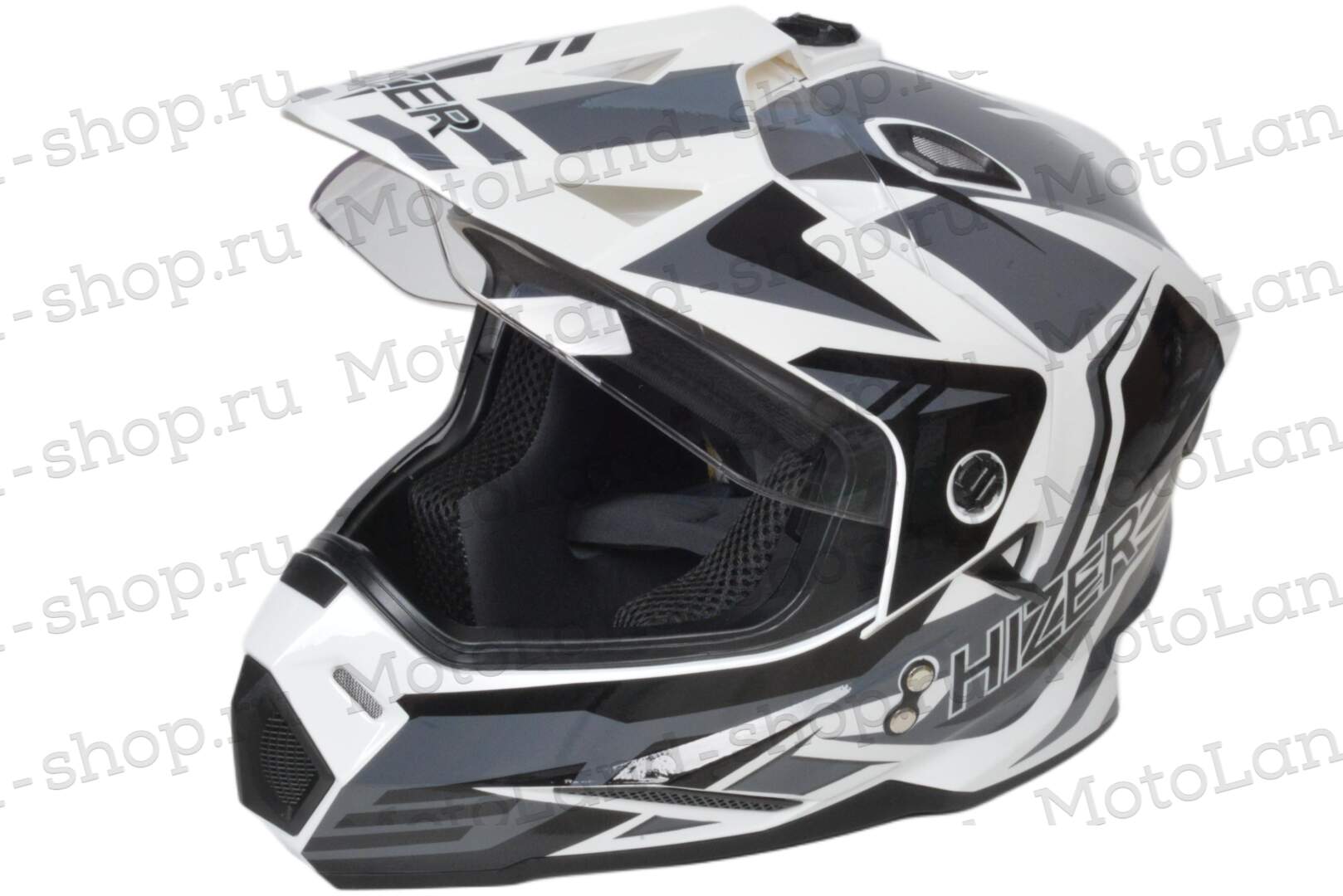 Шлем мото мотард HIZER J6802 №4 (S) white/gray (2 визора)