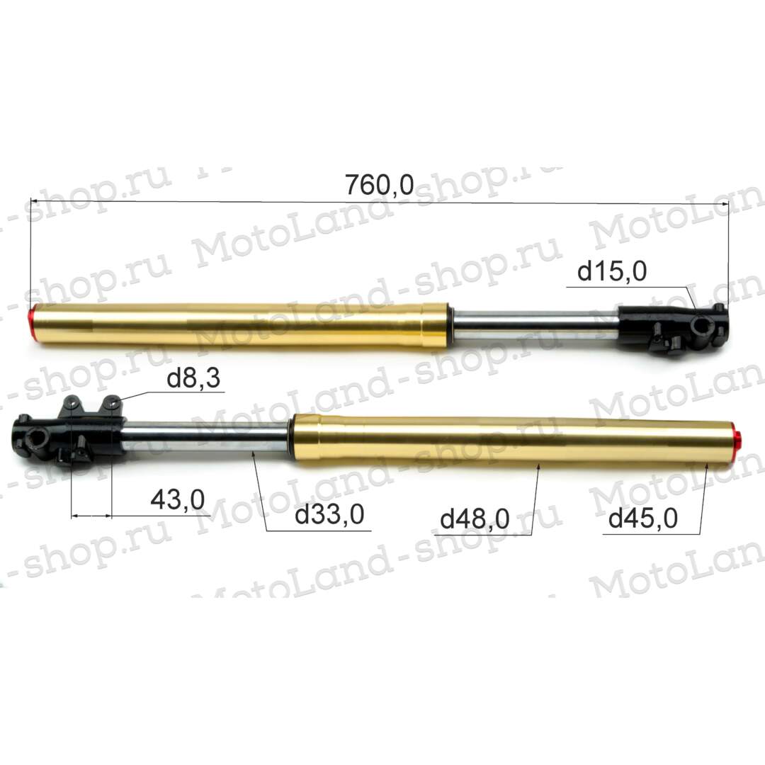 Амортизатор L=770 передний d45x48 (перья, компл.) KAYO 125