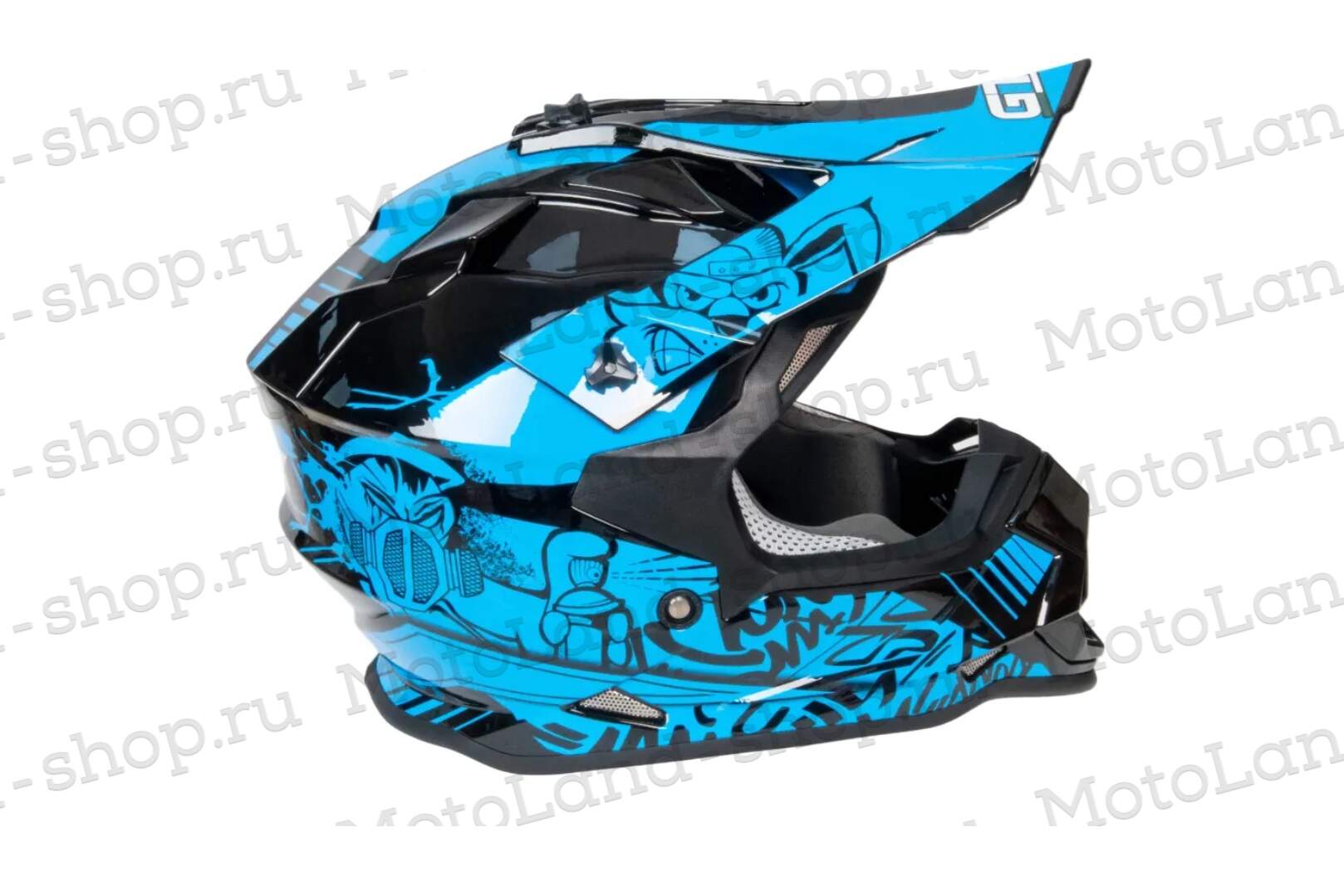 Шлем мото кроссовый GTX 632S №3 (S) BLACK / BLUE детский (49-50)