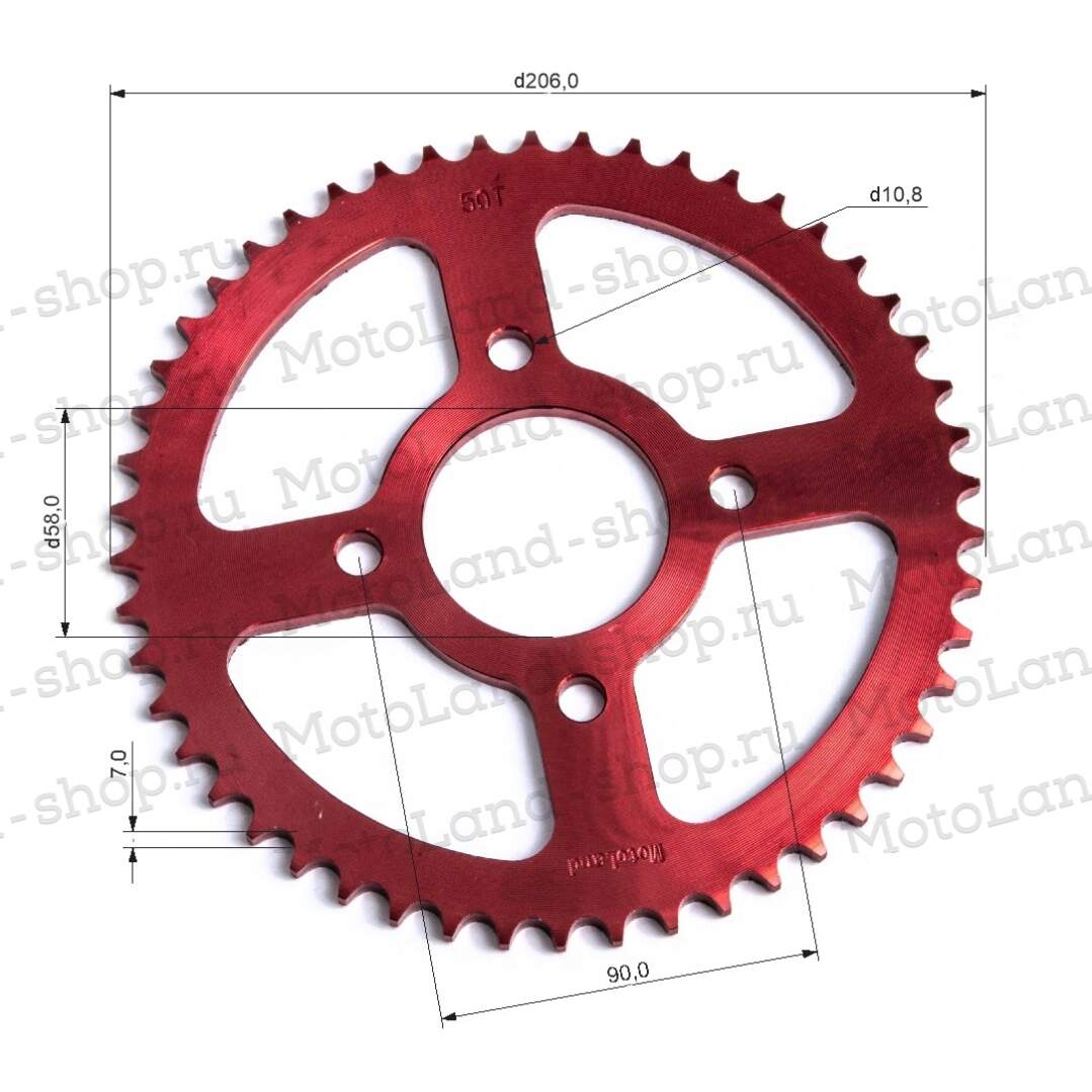 Венец, звезда ведомая (428-50) CG/CB 4х90х58 красная