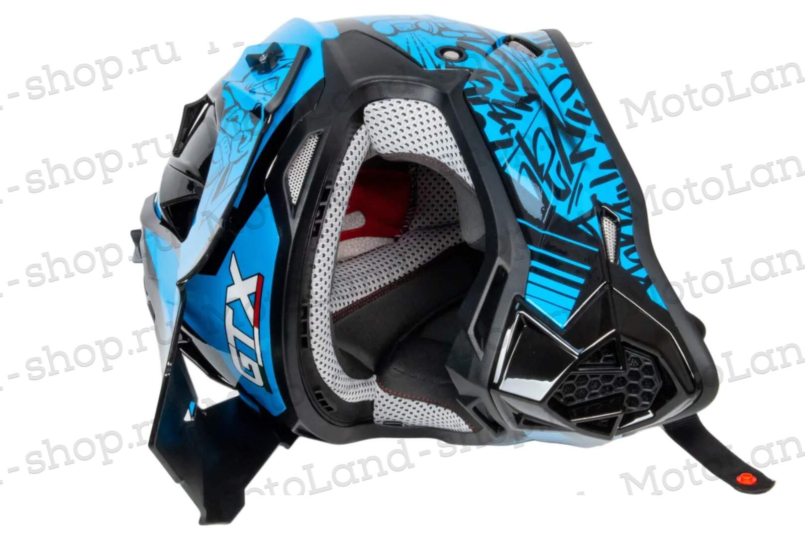 Шлем мото кроссовый GTX 632S №3 (S) BLACK / BLUE детский (49-50)