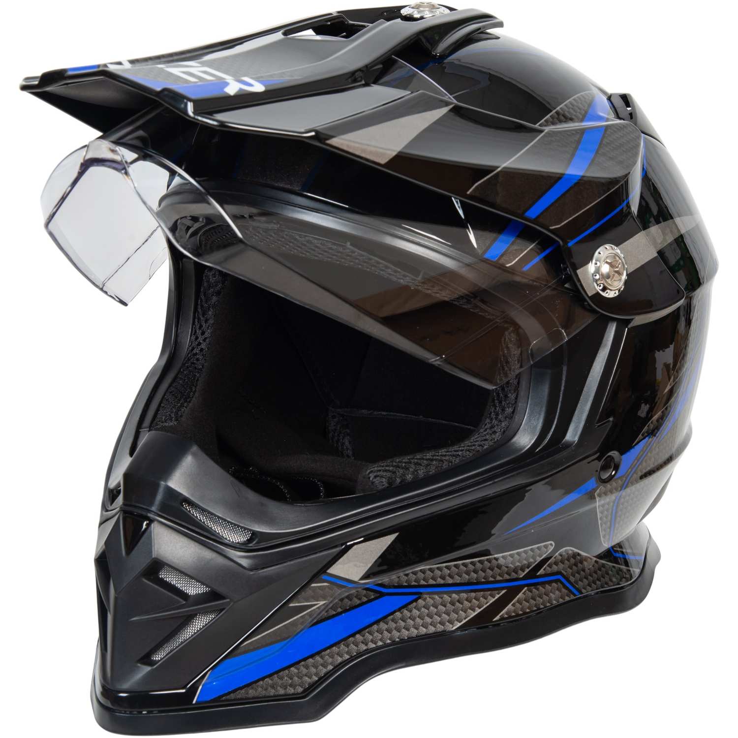 Шлем мото мотард HIZER B6197-1 №6 (XL) black/blue