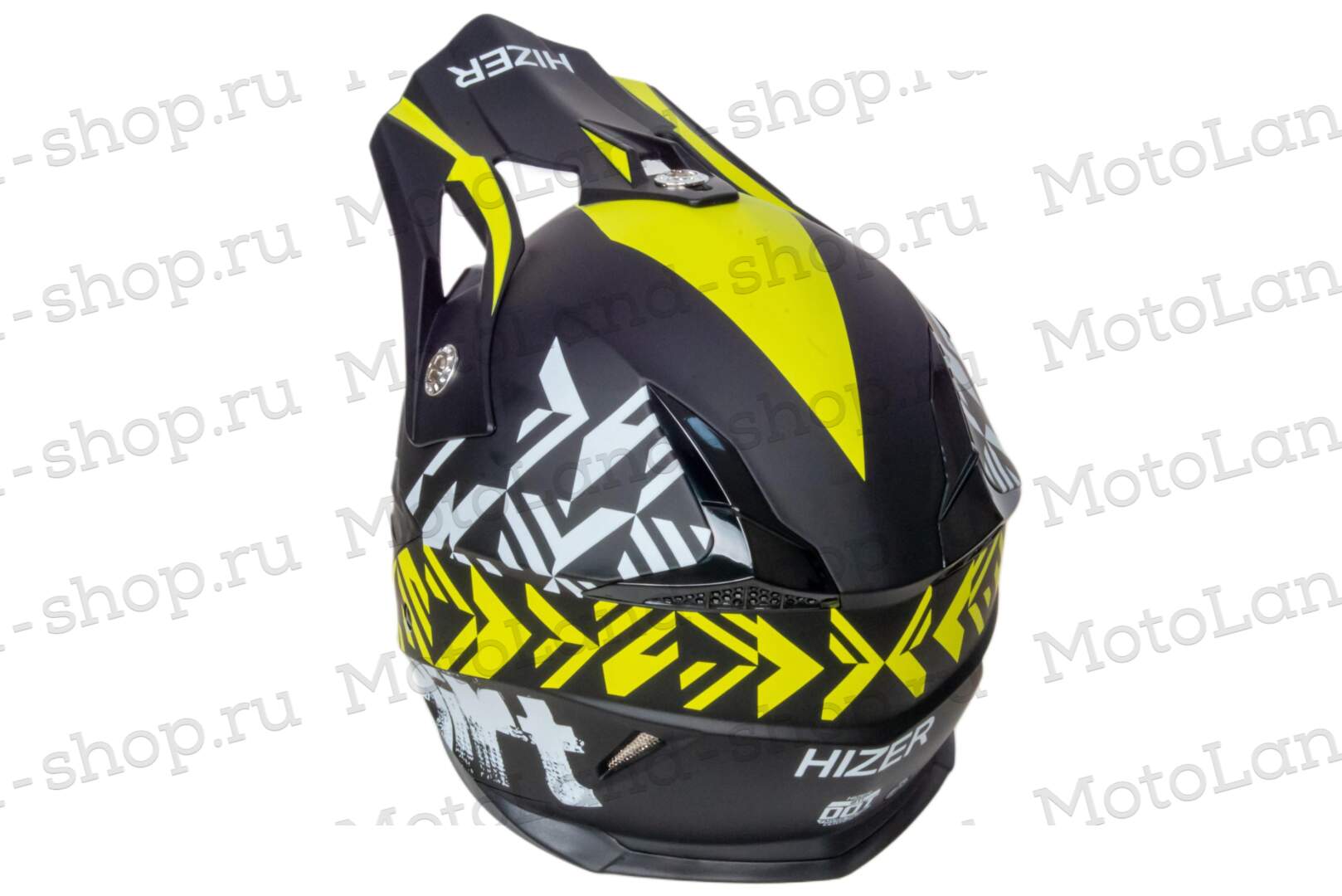 Шлем мото кроссовый HIZER 211 №2 (M)  black/green (подростковый)
