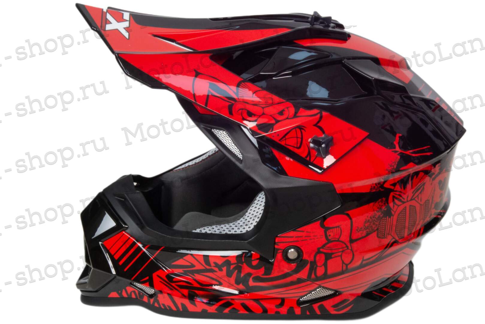 Шлем мото кроссовый GTX 632S №2 (L) BLACK / RED детский (53-54)