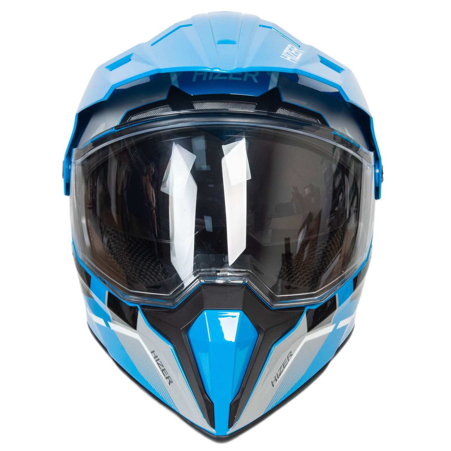 Шлем мото мотард HIZER J6808 №1 (M) blue (2 визора)