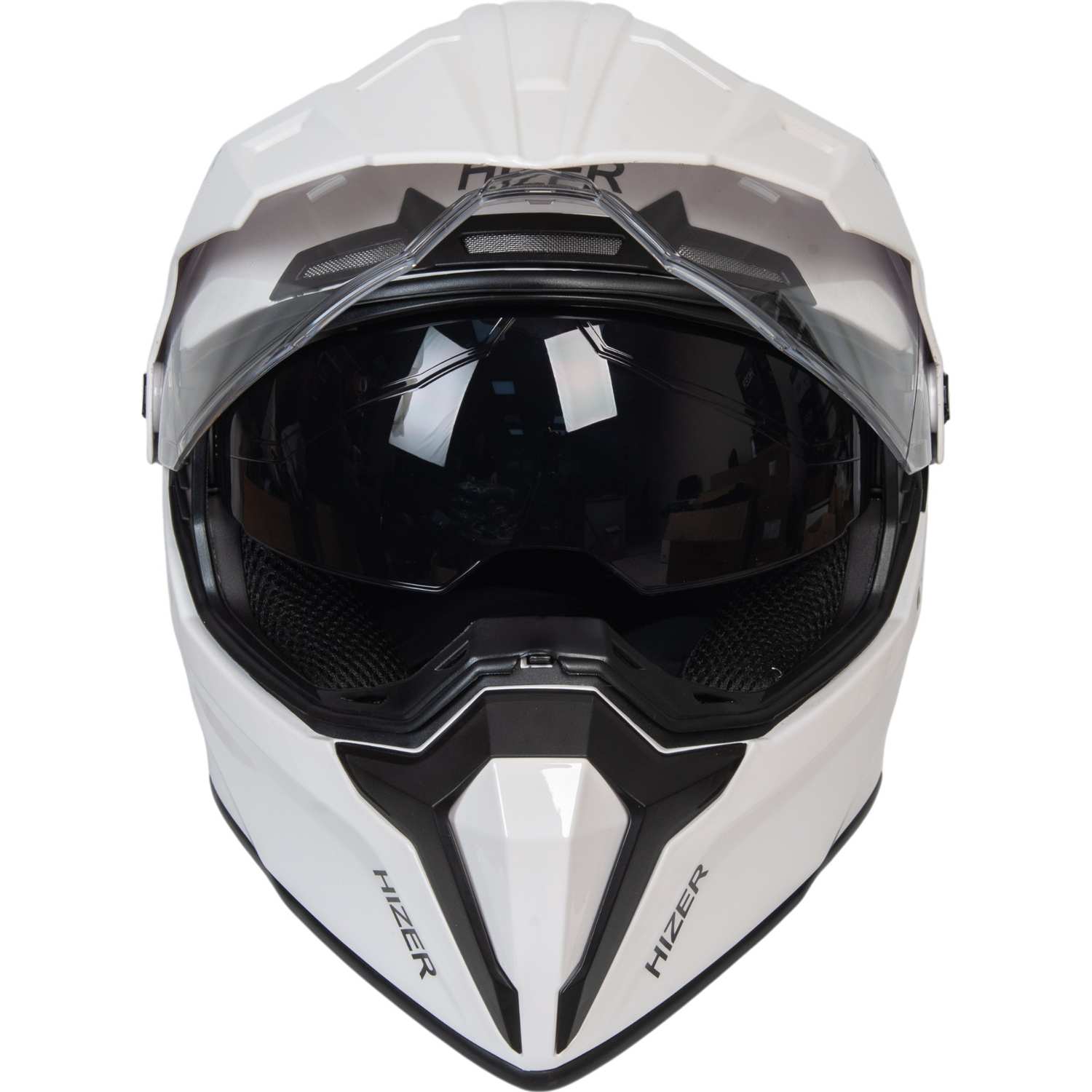 Шлем мото мотард HIZER J6808 №3 (M) white (2 визора)