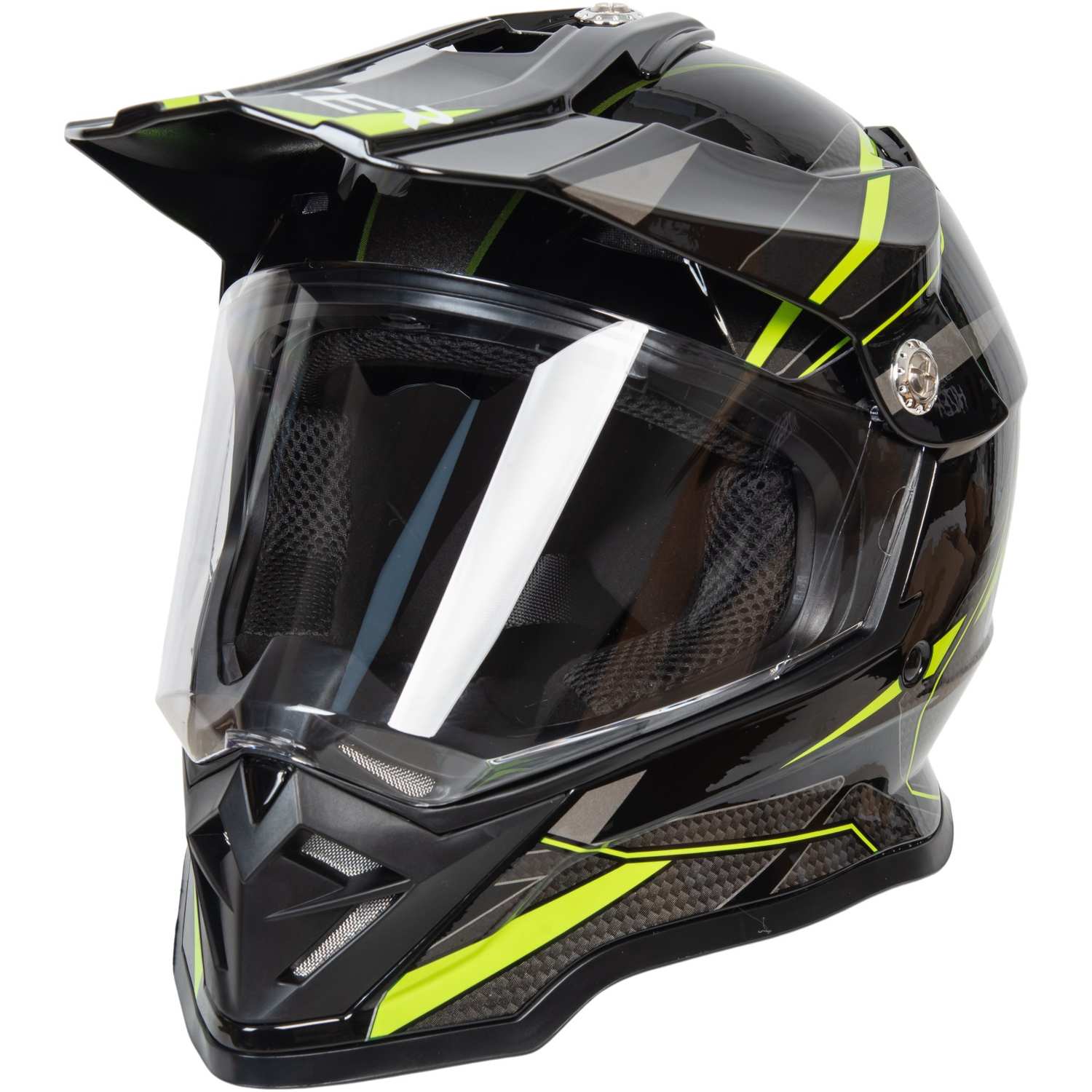 Шлем мото мотард HIZER B6197-1 №4 (M)  black/yellow