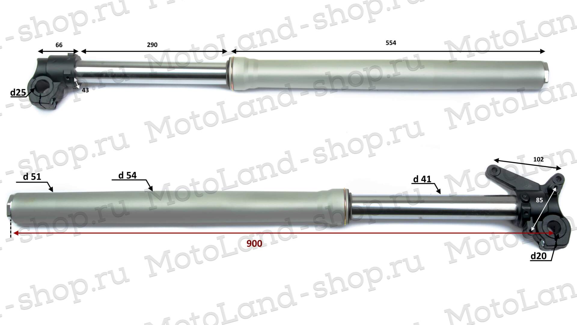 Амортизатор L=900 передний d51x54 (перья, компл.) X3 250 LUX