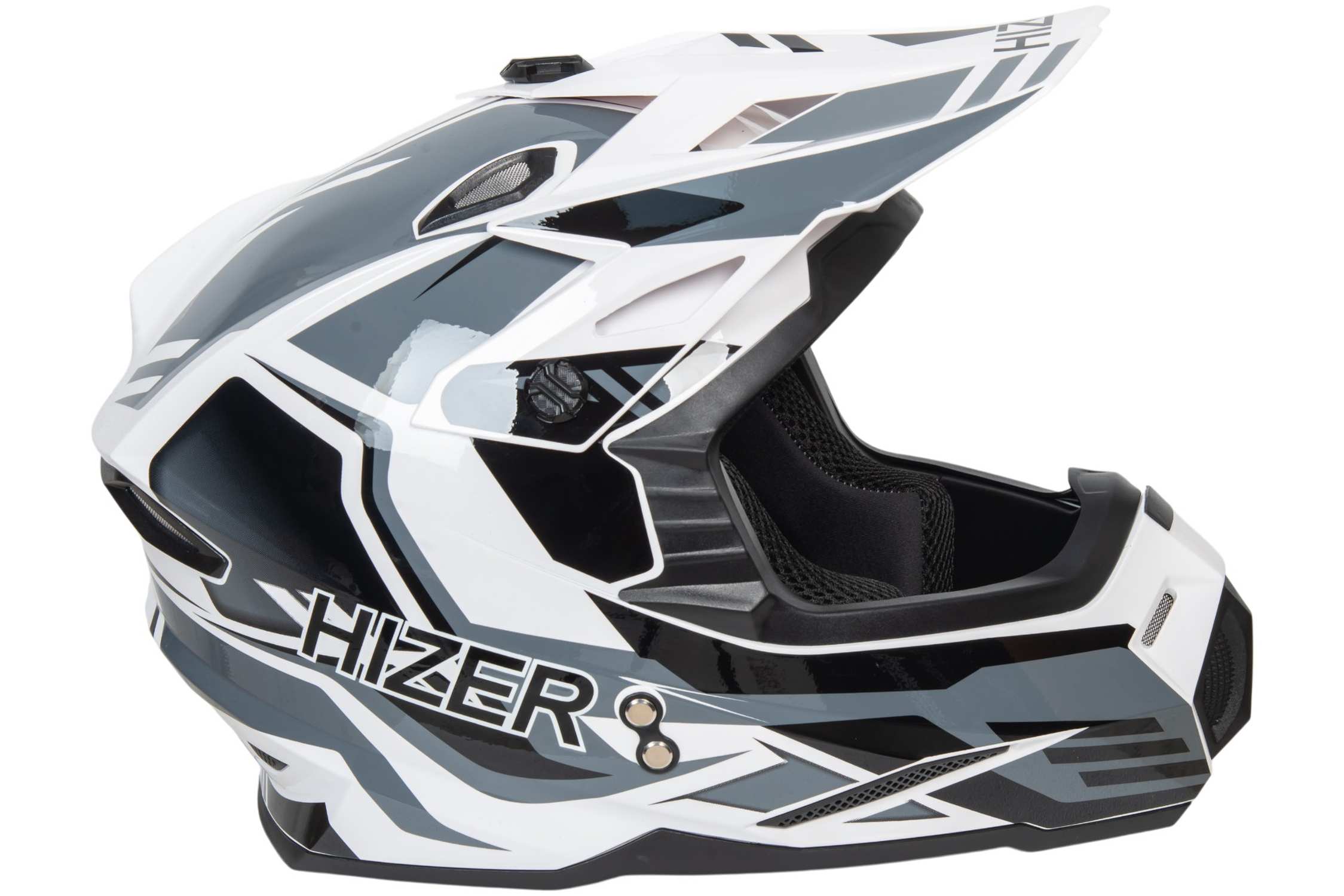 Шлем мото кроссовый HIZER J6801 №4 (S) white/gray