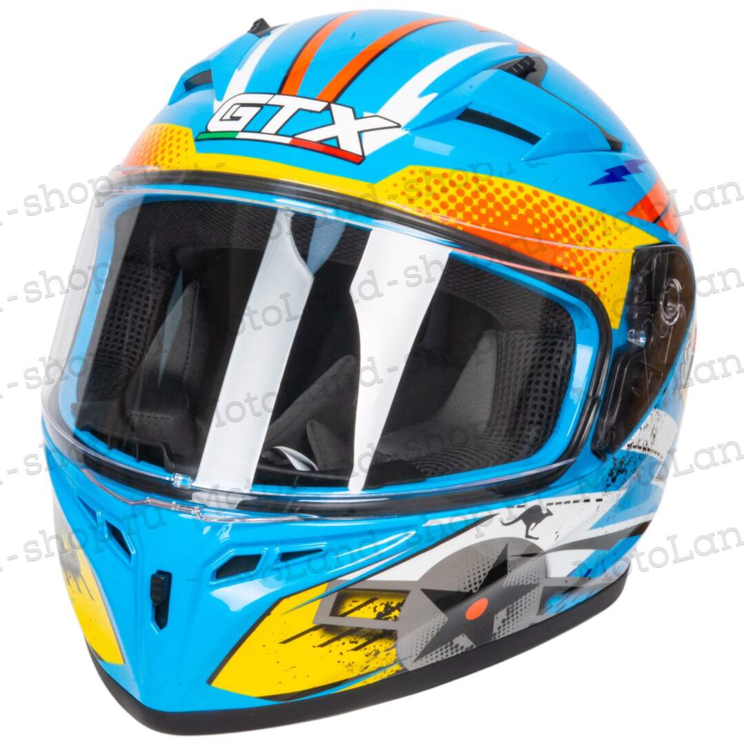 Шлем мото интеграл GTX 578S №2 (S) BLUE / ORANGE YELLOW подростковый Шлем мото интеграл GTX 578S №2 (S) BLUE / ORANGE YELLOW подростковый