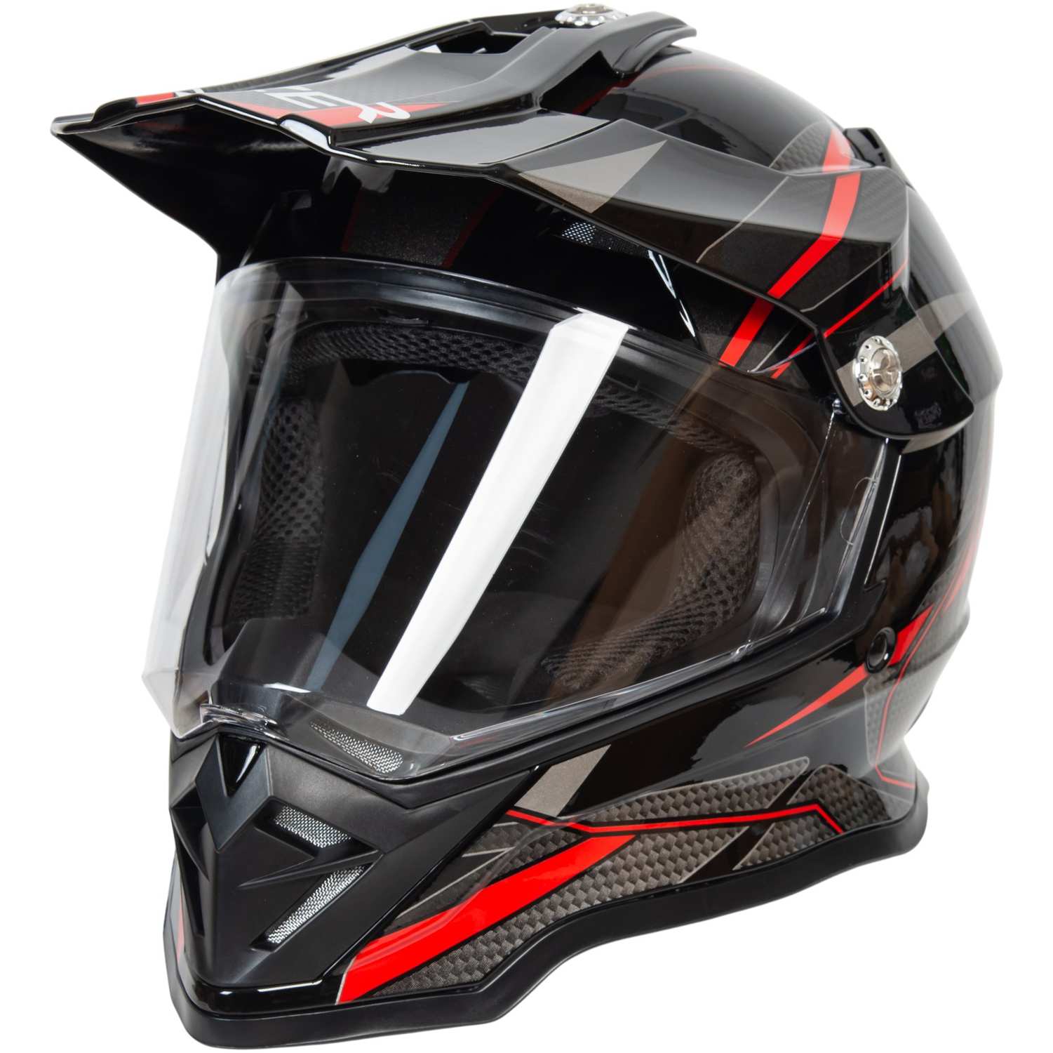 Шлем мото мотард HIZER B6197-1 №5 (S) black/red