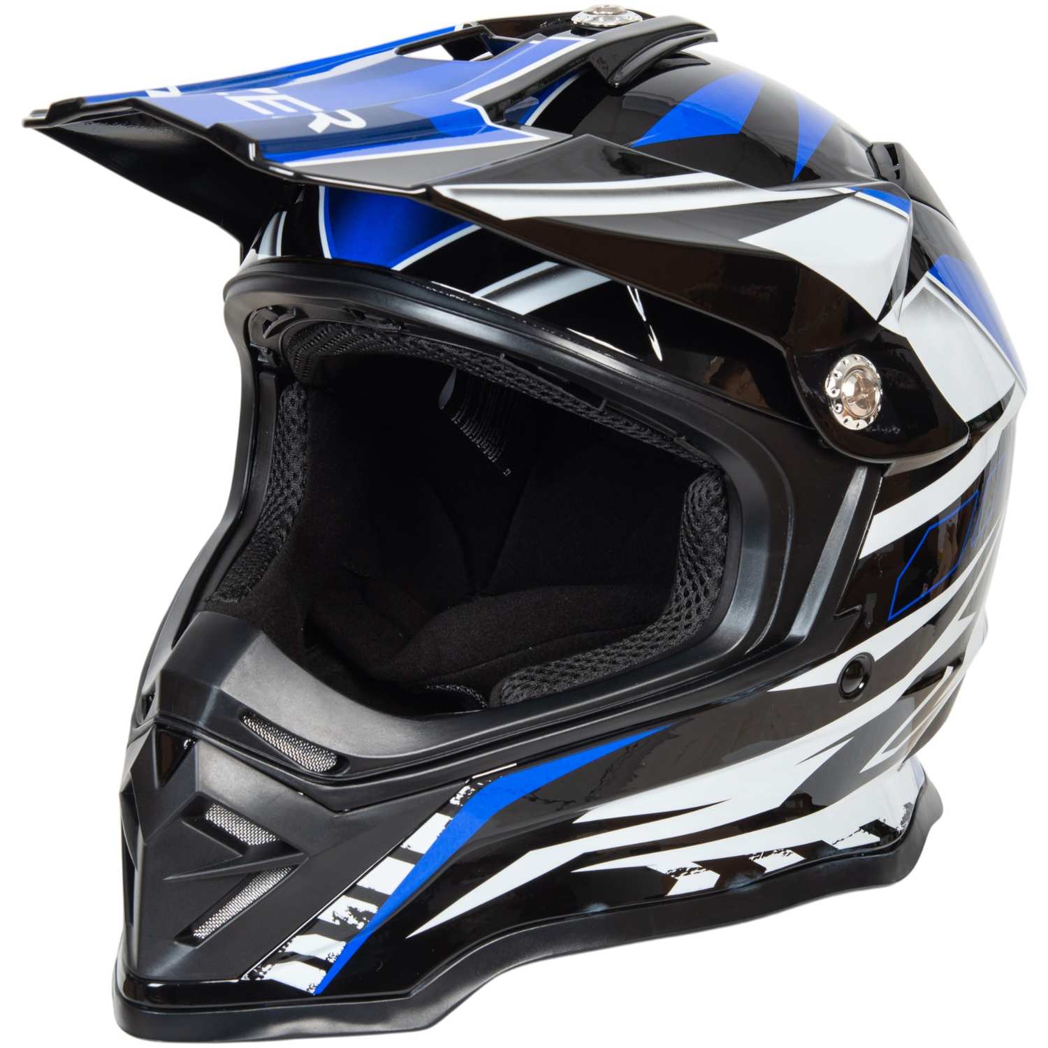 Шлем мото кроссовый HIZER B6197 №4 (XL) black/blue/white