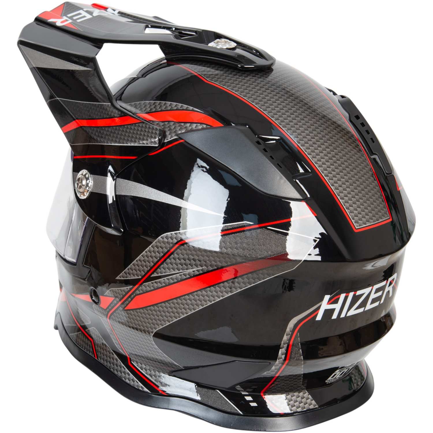 Шлем мото мотард HIZER B6197-1 №5 (L) black/red