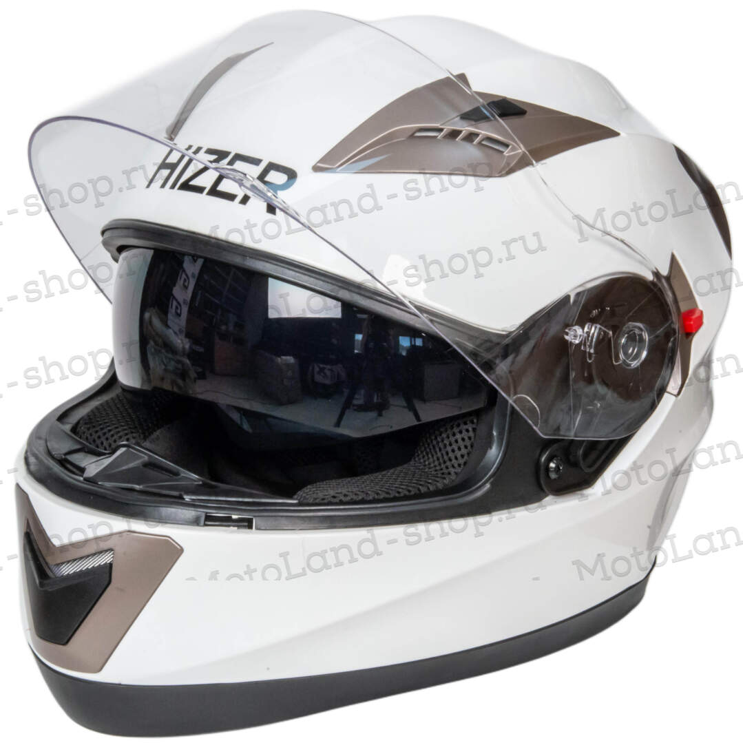 Шлем мото интеграл HIZER 529 №2 (M)  white (2 визора)