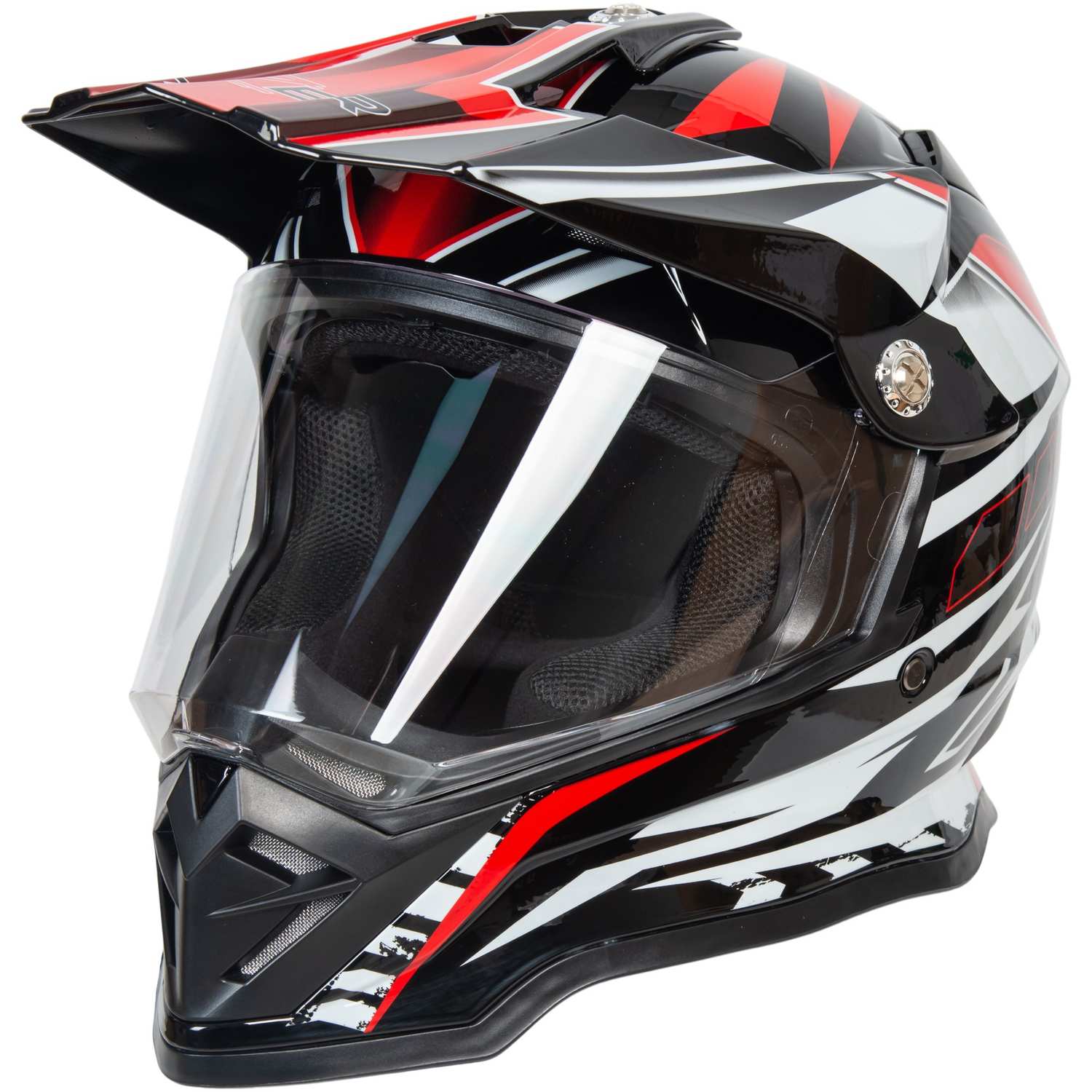 Шлем мото мотард HIZER B6197-1 №2 (L)  black/red/white