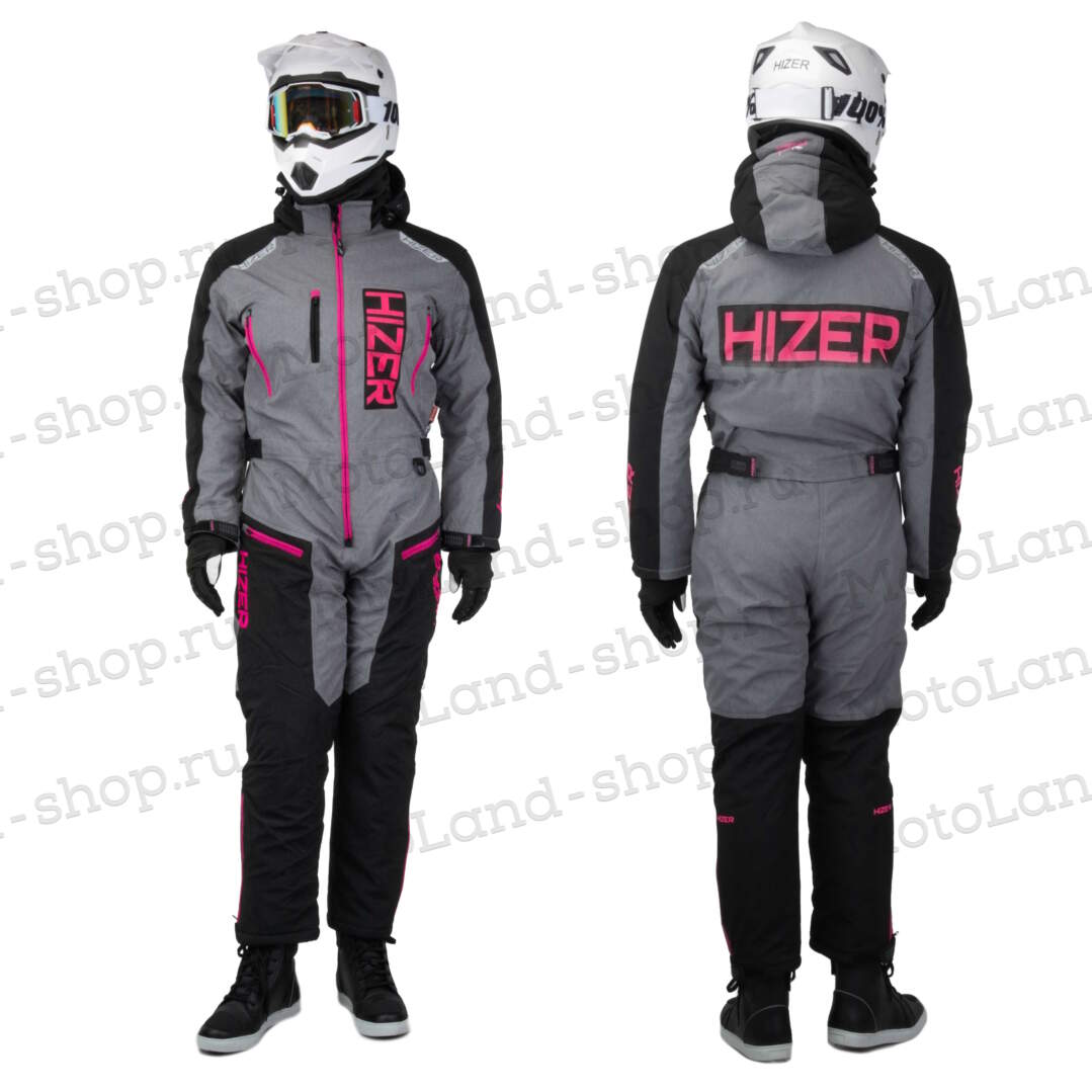 Комбинезон для снегохода (женский) HIZER №4 black-gray (текстиль) (M)