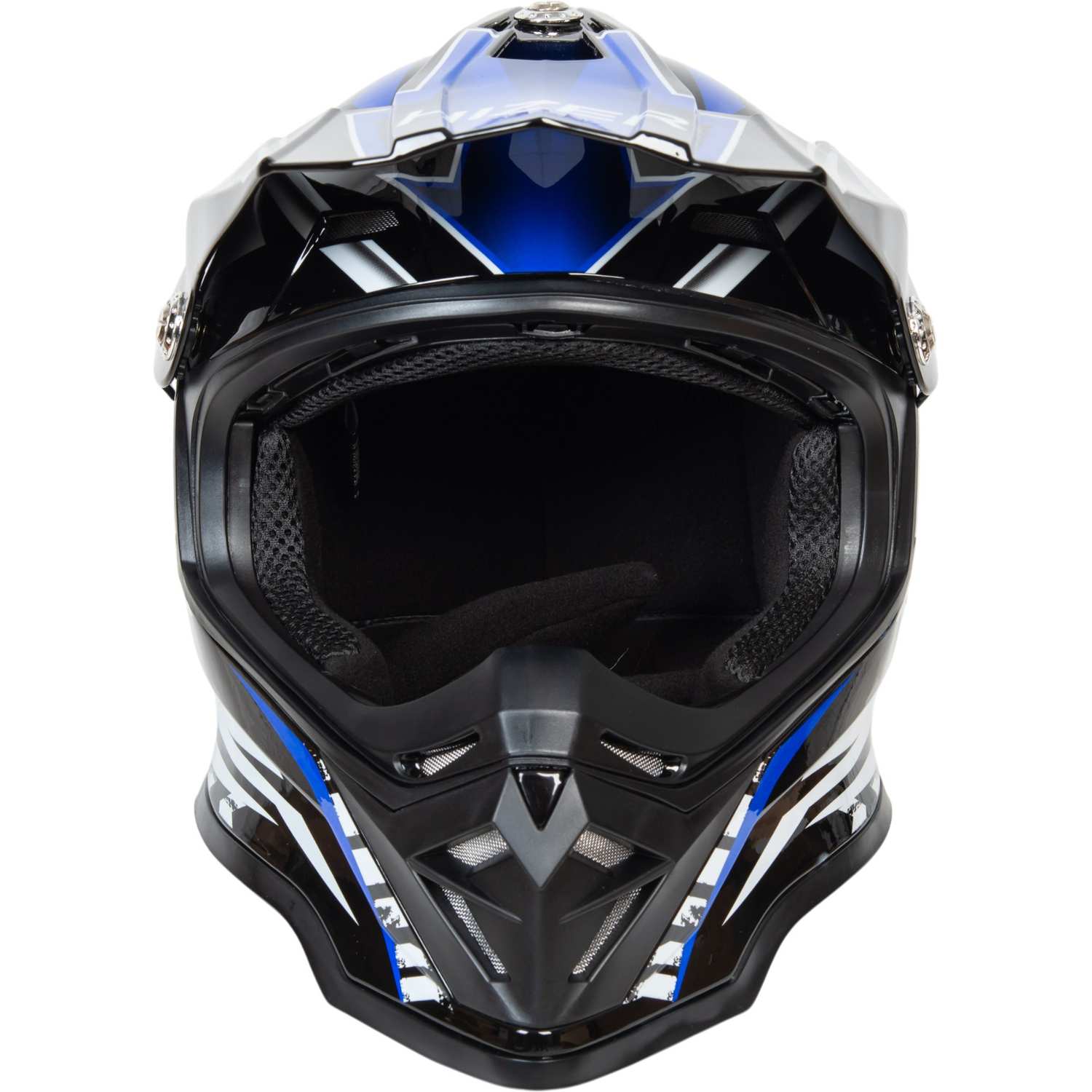 Шлем мото кроссовый HIZER B6197 №4 (M) black/blue/white