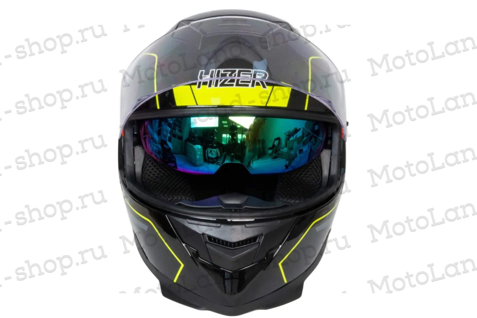 Шлем мото интеграл HIZER J5318 №1 (XL)  black/yellow (2 визора)
