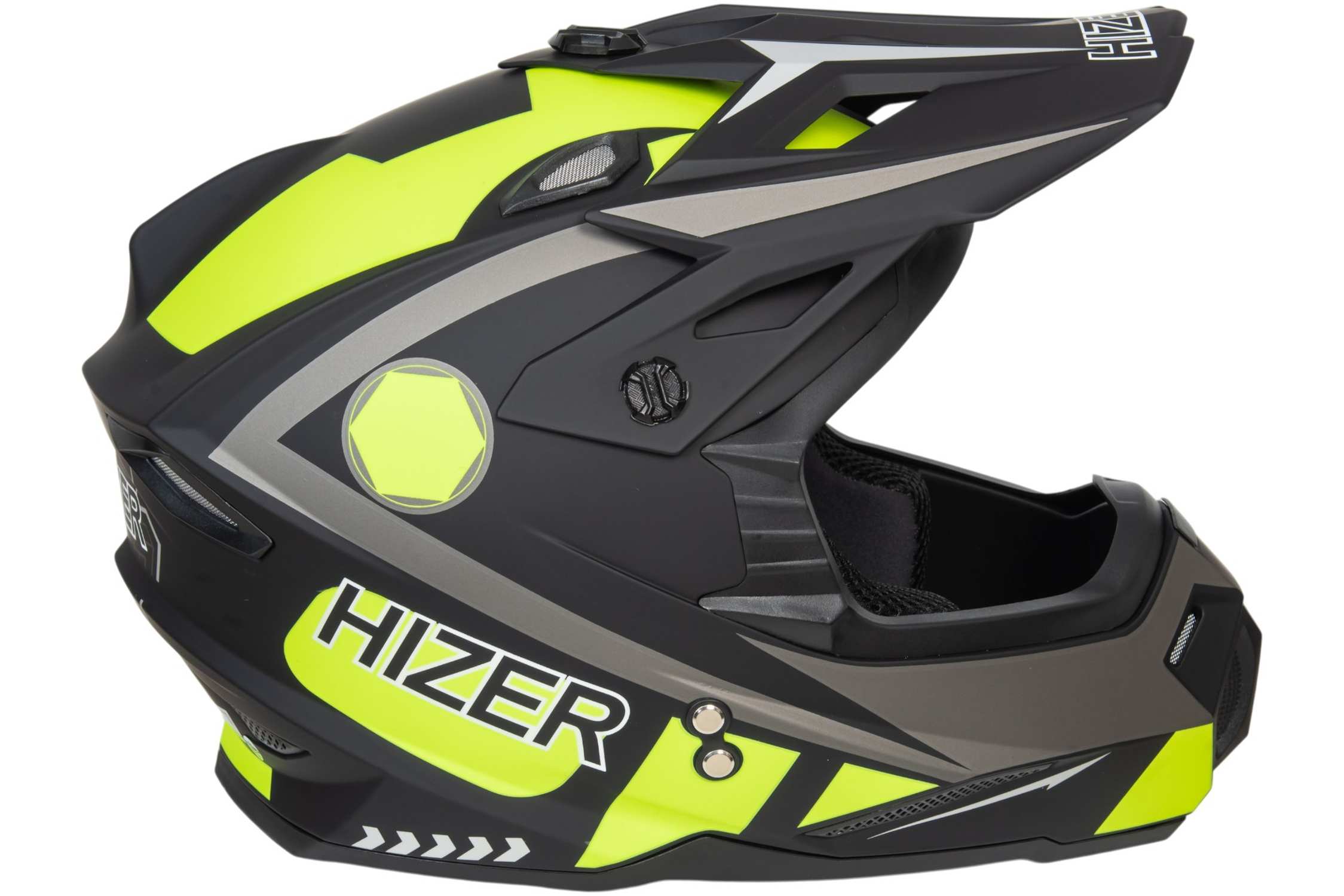 Шлем мото кроссовый HIZER J6801 №1 (S) gray/lemon