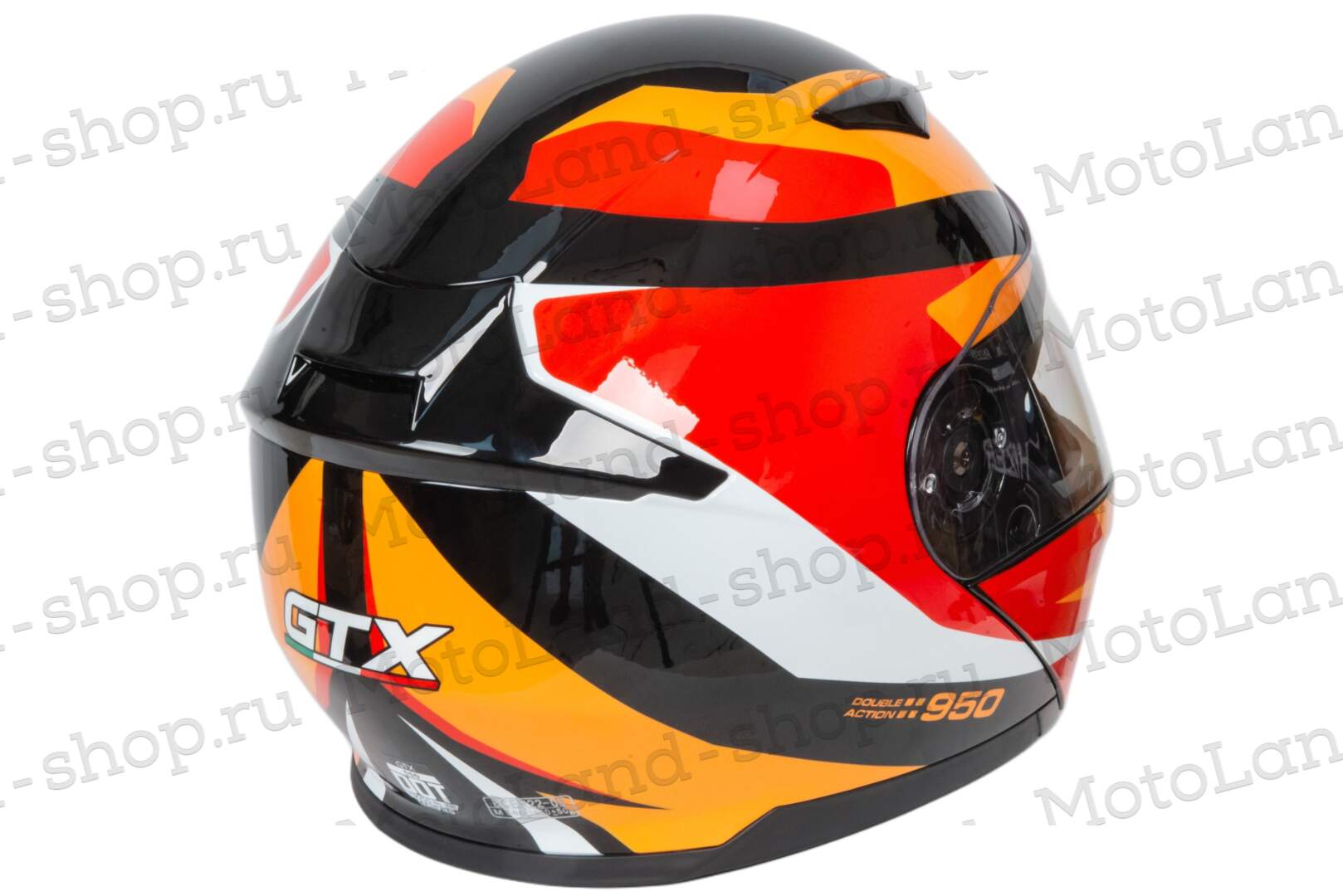 Шлем мото модуляр GTX 550 №2 (L) BLACK/WHITE ORANGE RED (2 визора)