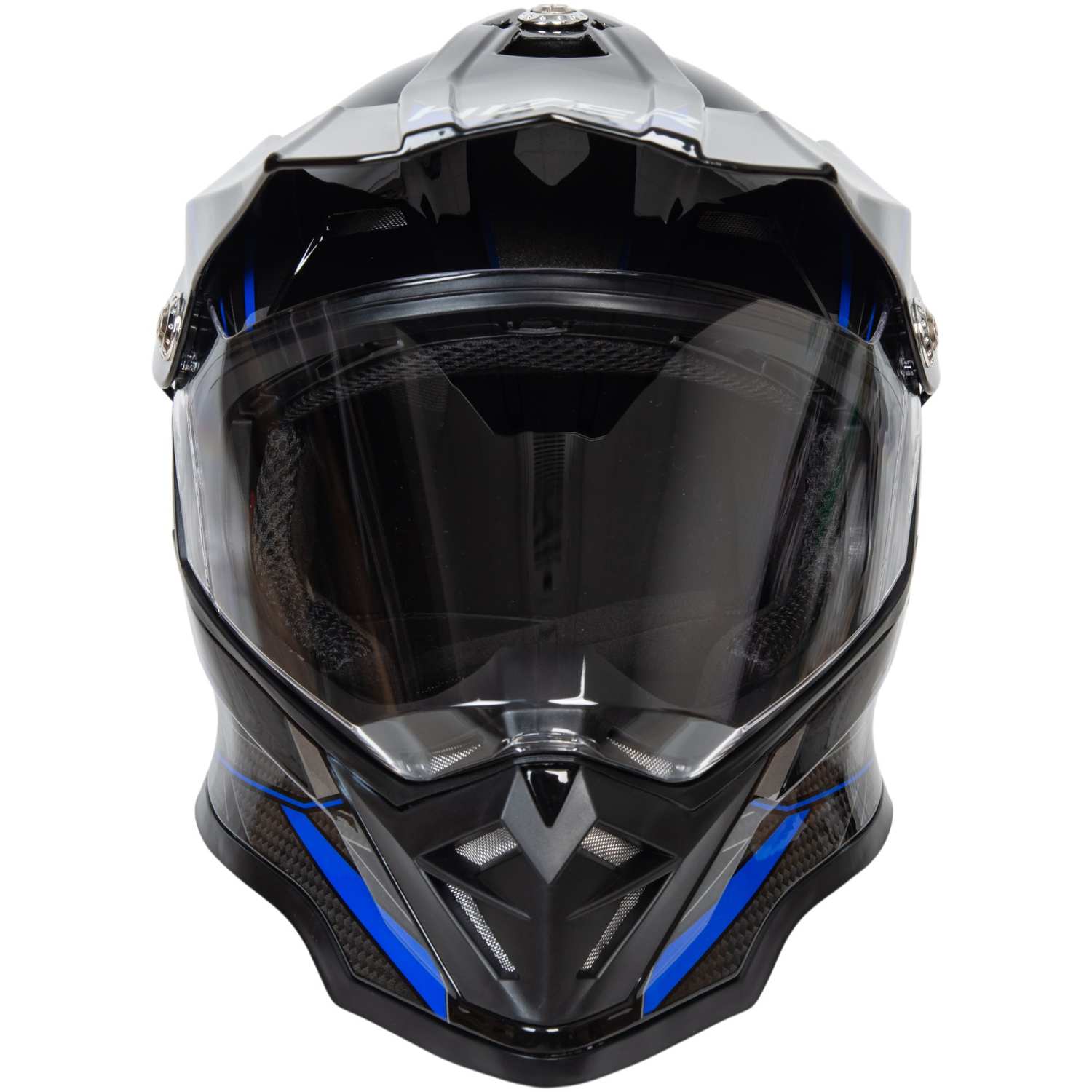 Шлем мото мотард HIZER B6197-1 №6 (XL) black/blue