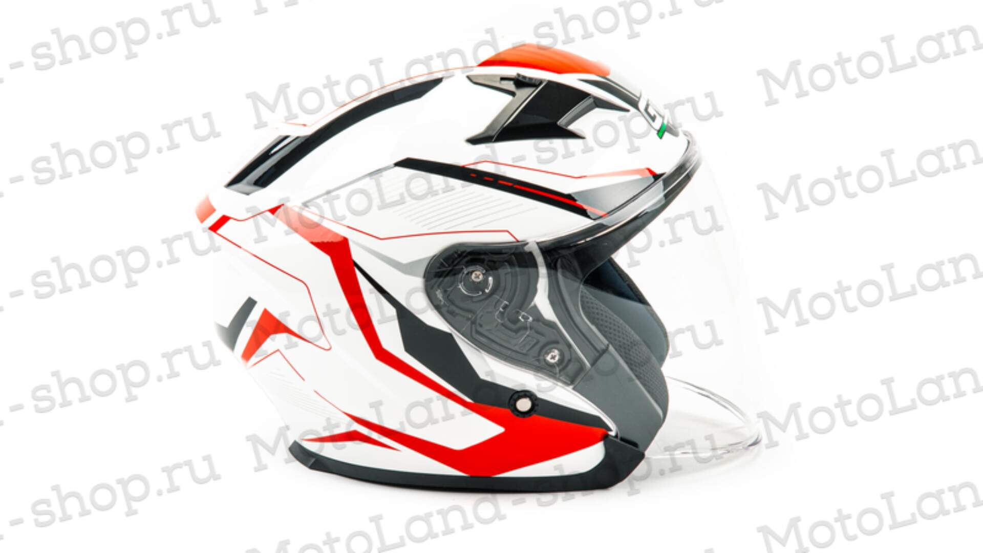 Шлем мото открытый GTX 278 №3 (L) WHITE/RED BLACK (2 визора)
