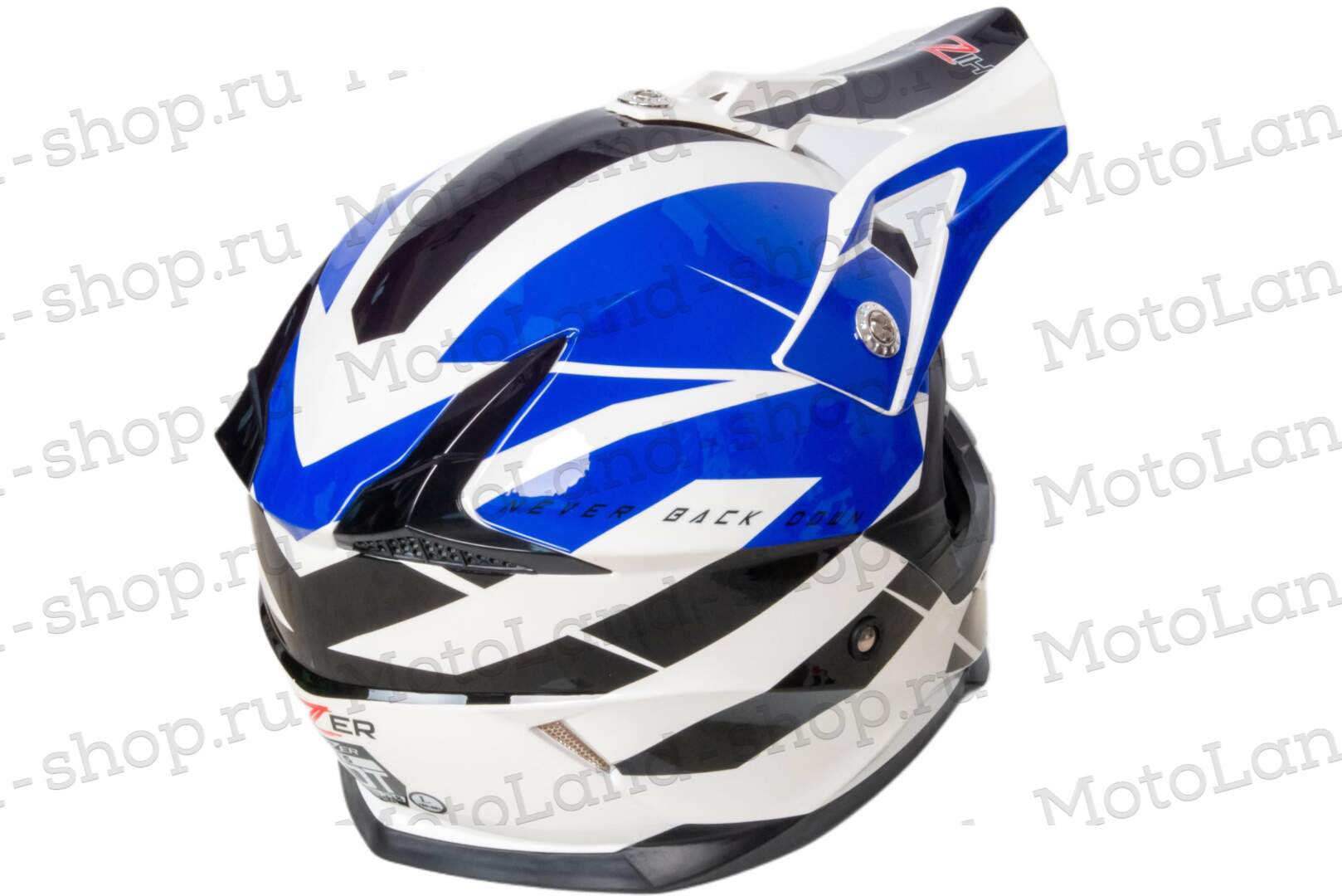 Шлем мото кроссовый HIZER 915 №8 (L) white/blue/black