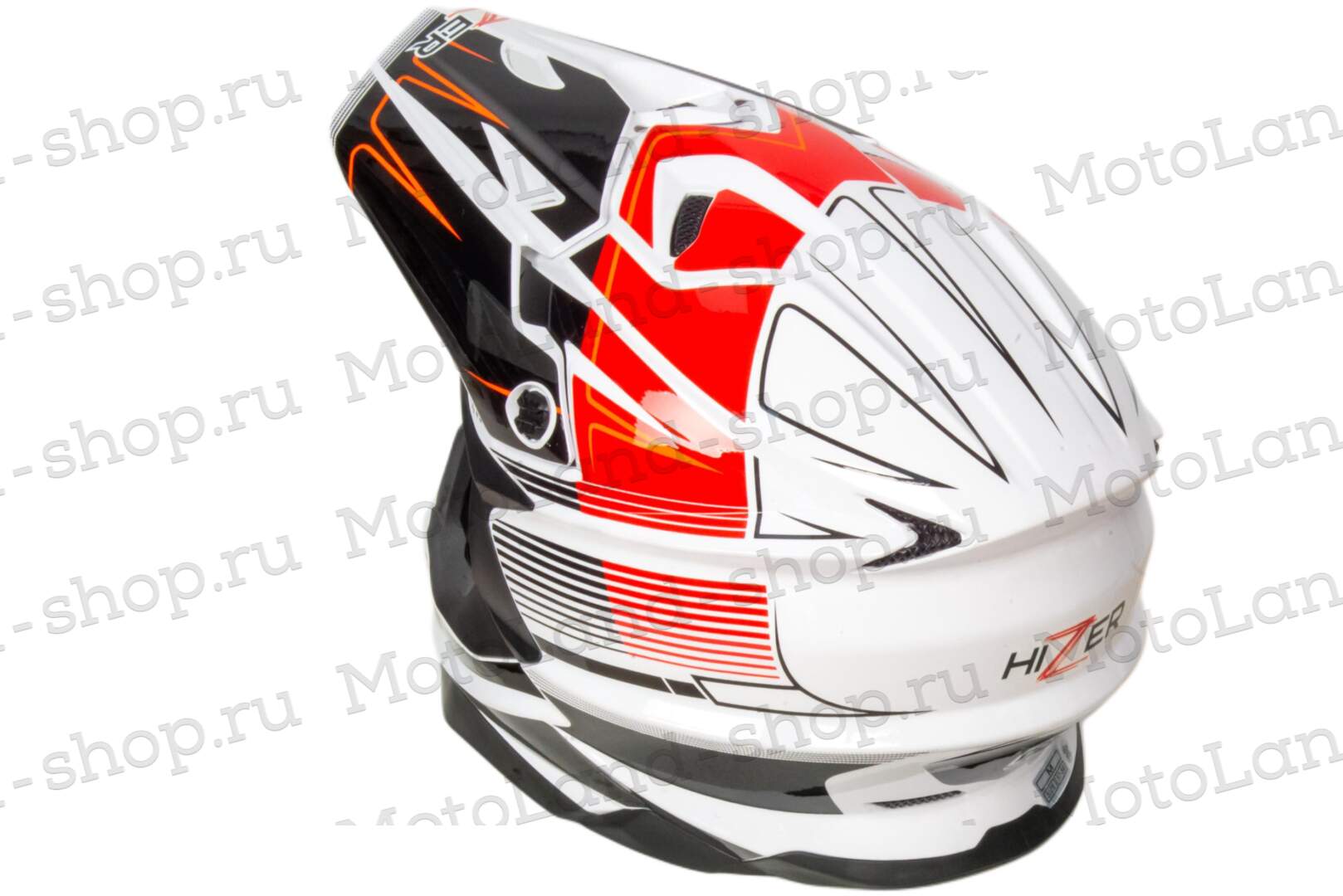 Шлем мото кроссовый HIZER J6803 №1 (L) WHITE/ORANGE Шлем мото кроссовый HIZER J6803 №1 (L) WHITE/ORANGE