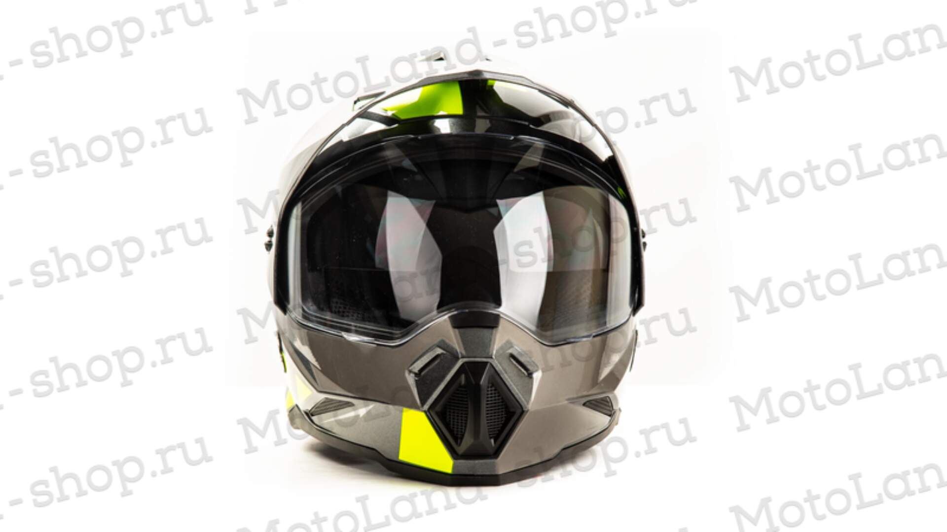 Шлем мото мотард HIZER J6802 №1 (L) gray/lemon (2 визора)