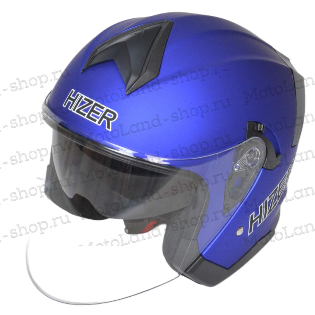 Шлем мото открытый HIZER J232 №2 (S) matte blue (2 визора)
