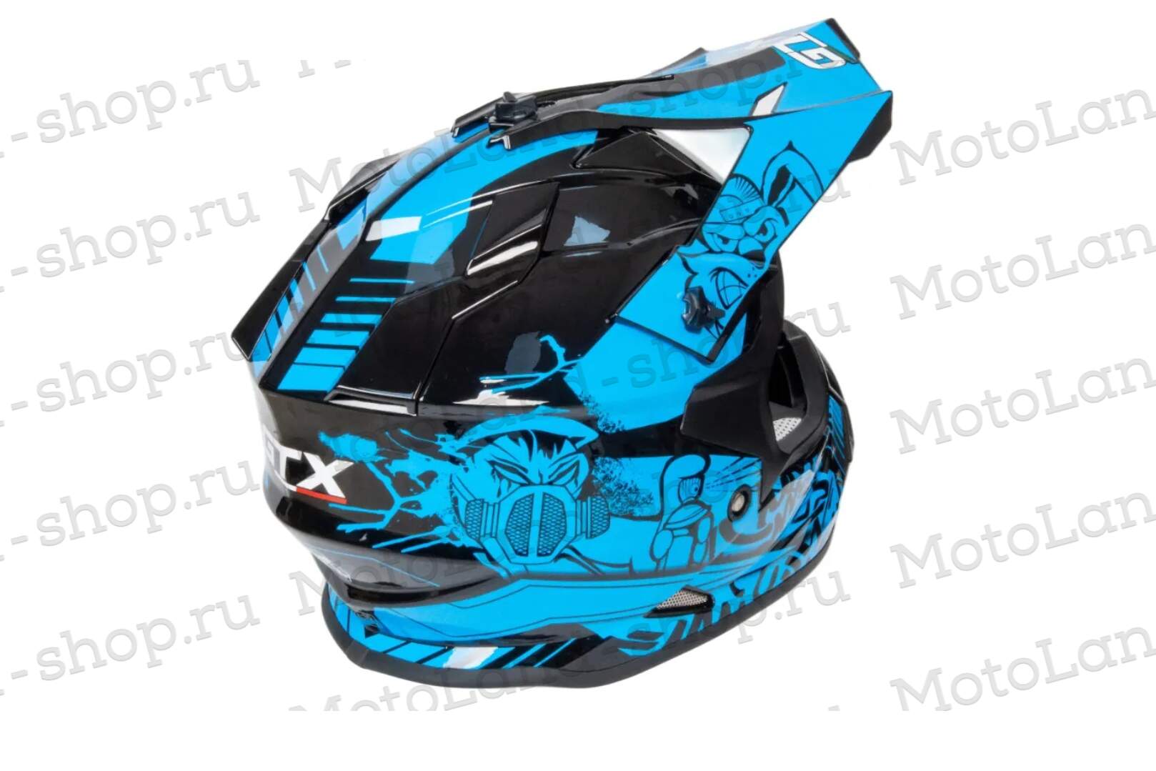 Шлем мото кроссовый GTX 632S №3 (S) BLACK / BLUE детский (49-50)