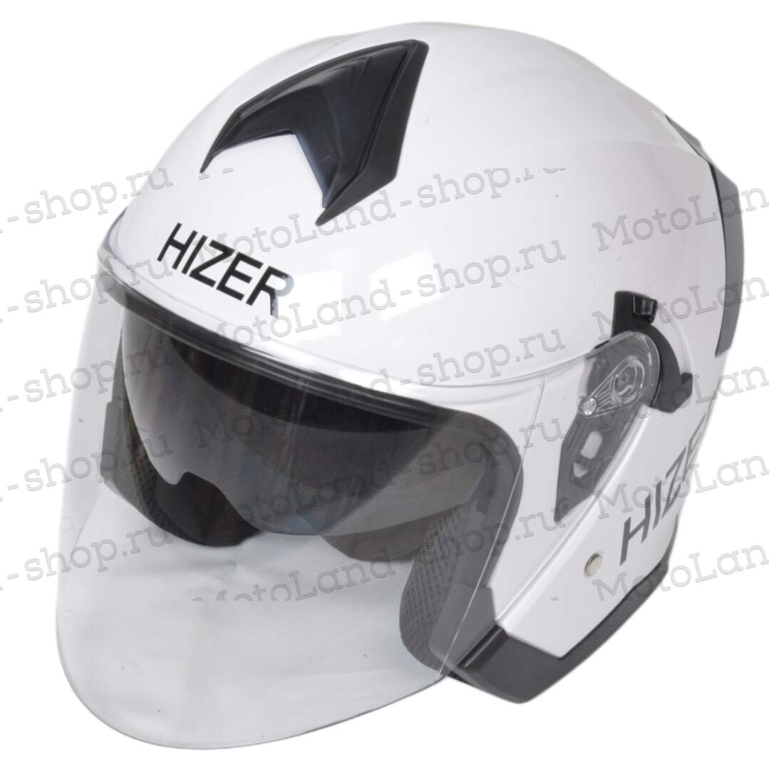 Шлем мото открытый HIZER J232 №1 (XL) white (2 визора)