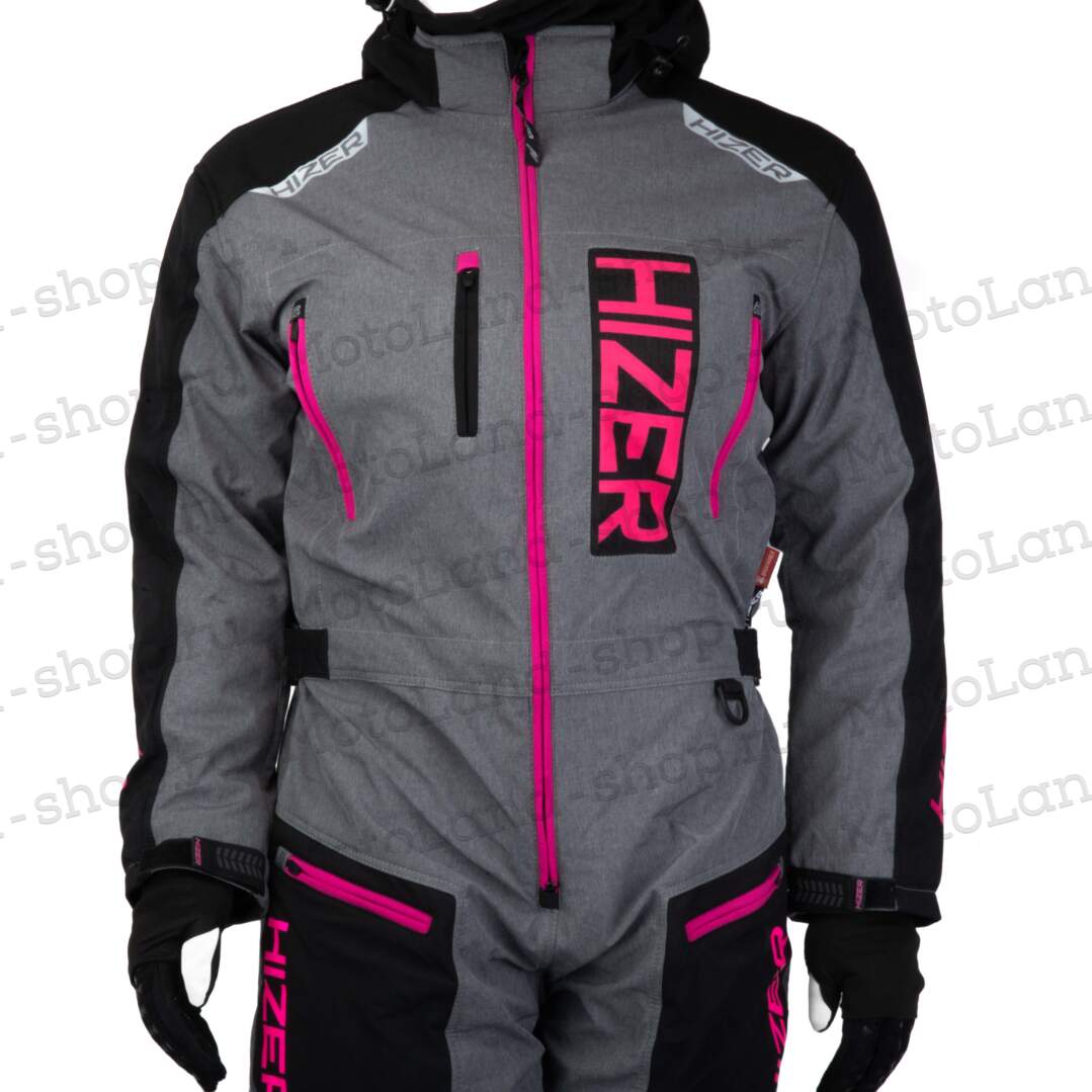 Комбинезон для снегохода (женский) HIZER №4 black-gray (текстиль) (L)