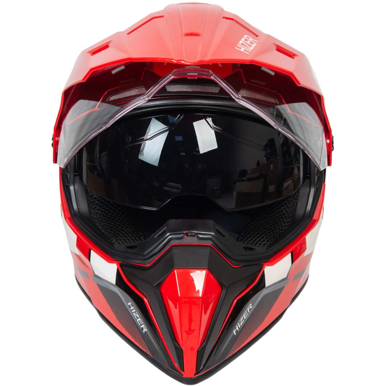 Шлем мото мотард HIZER J6808 №2 (M) red (2 визора)