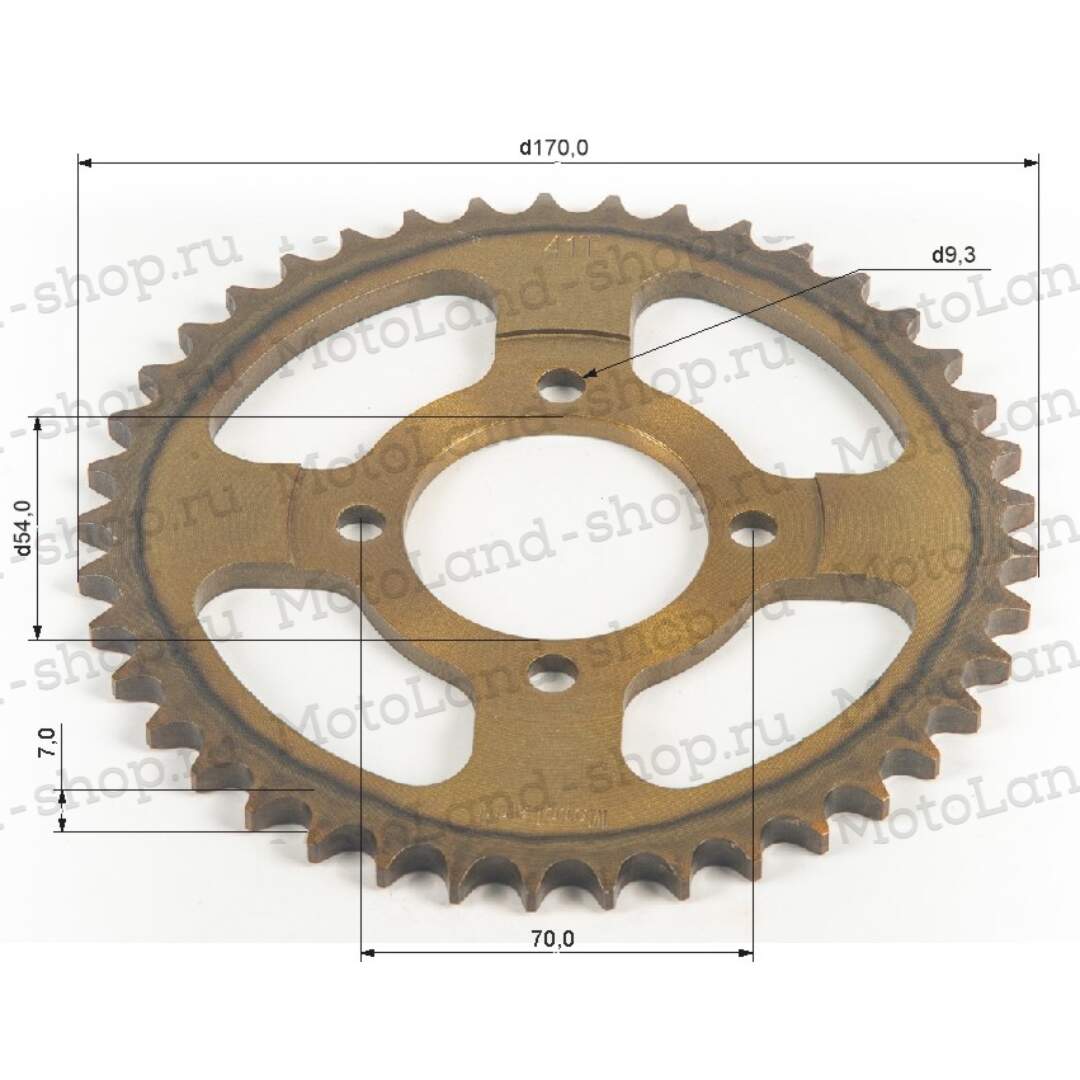 Венец, звезда ведомая (428-41) сталь, закаленные зубья Альфа/Дельта 4х70х54
