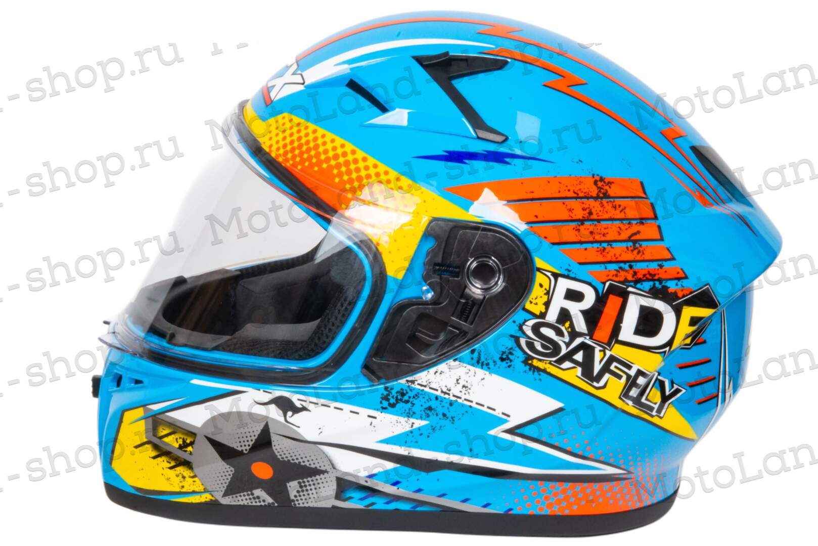 Шлем мото интеграл GTX 578S №2 (S) BLUE / ORANGE YELLOW подростковый Шлем мото интеграл GTX 578S №2 (S) BLUE / ORANGE YELLOW подростковый