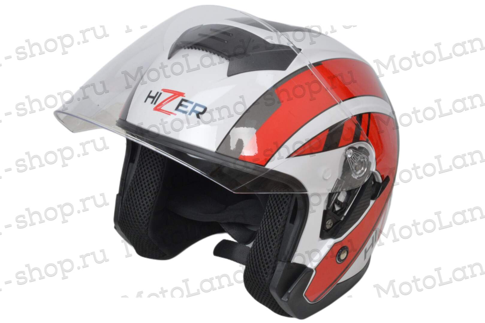 Шлем мото открытый HIZER J222 №1 (S) white/red (2 визора)