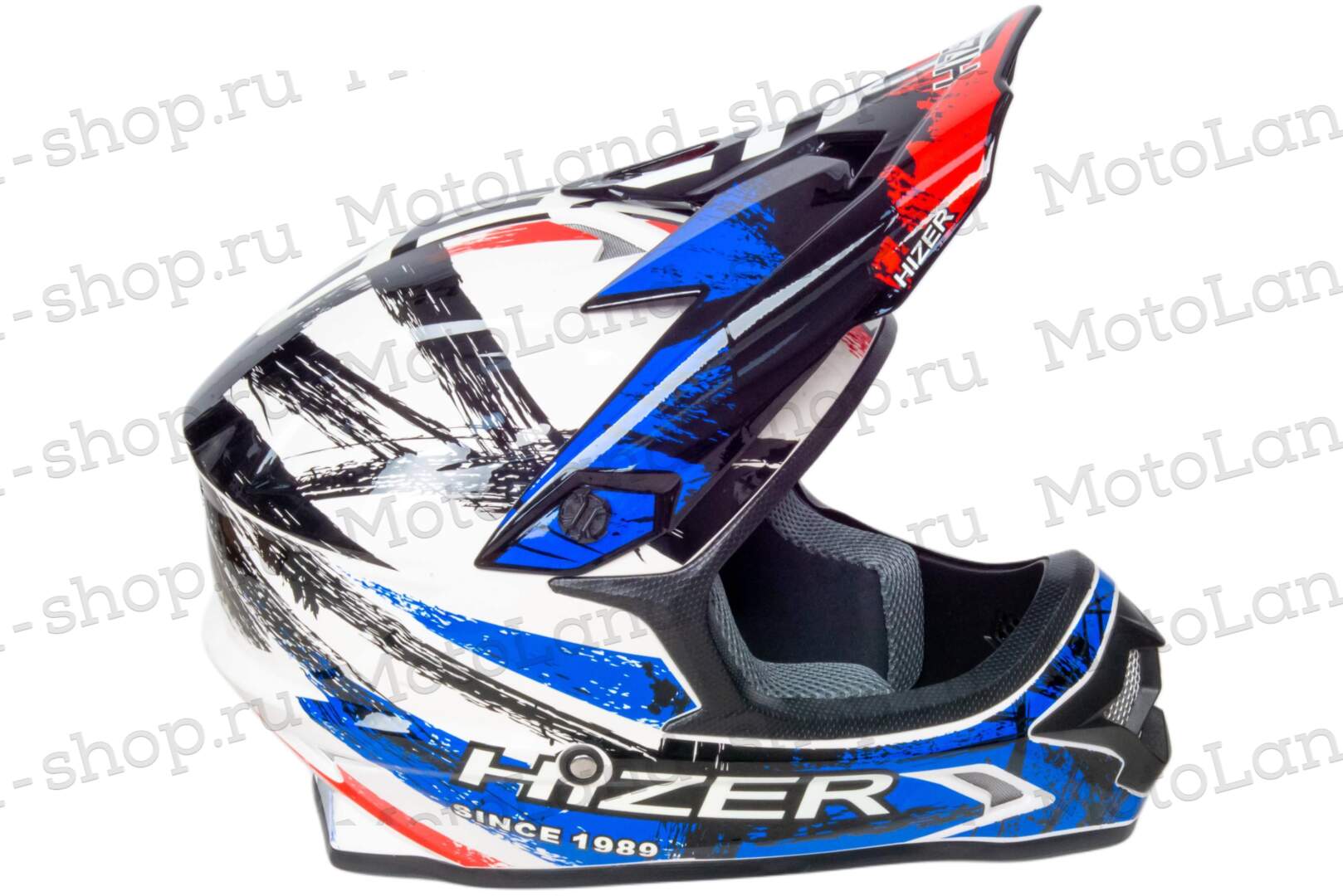 Шлем мото кроссовый HIZER J6805 №1 (XL) black/white/blue