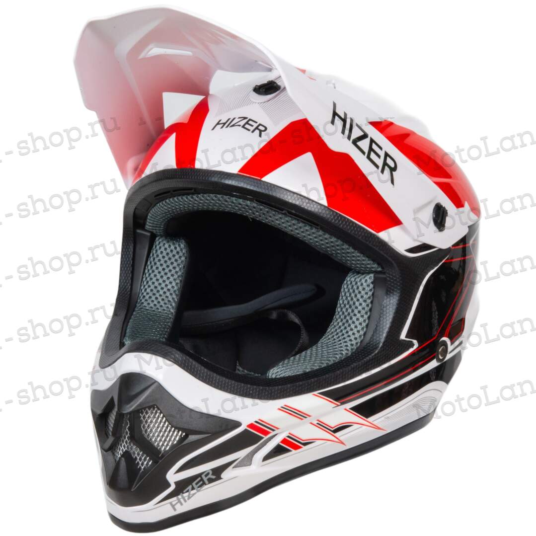 Шлем мото кроссовый HIZER J6805 №2 (M) white/red