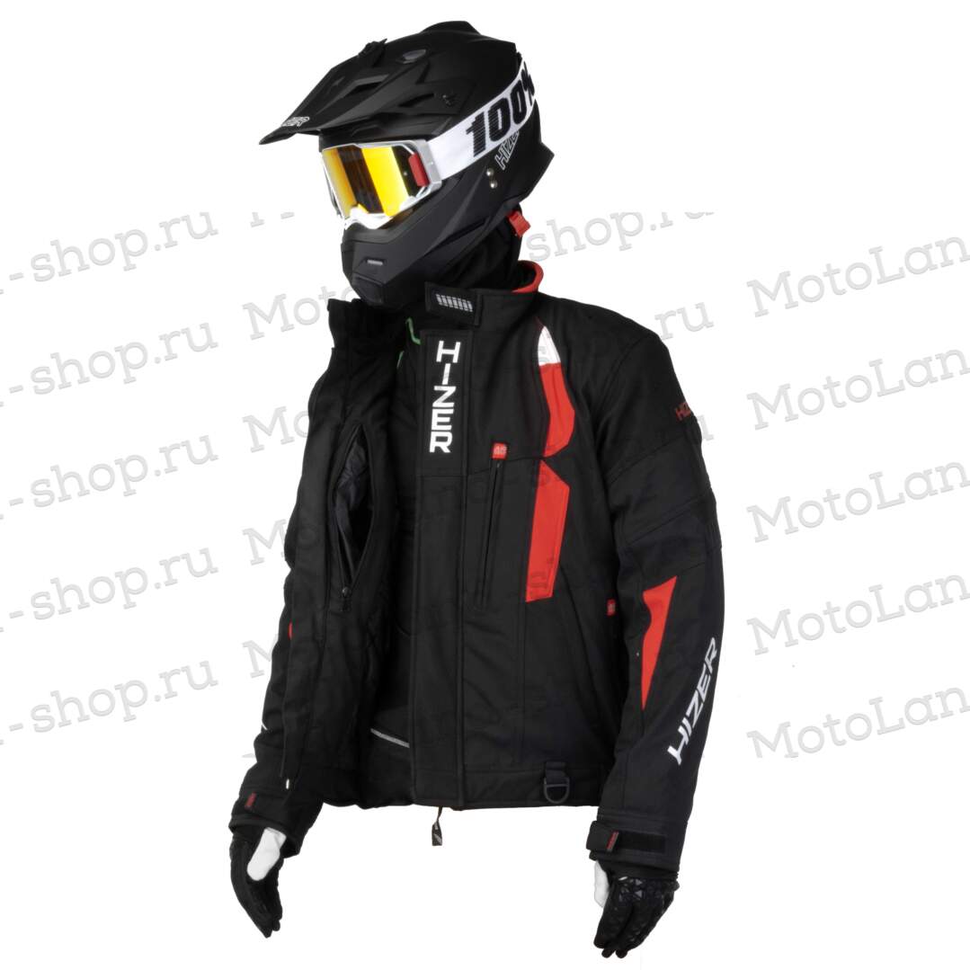 Куртка для снегохода HIZER №1 black-red (текстиль) (XXXL)