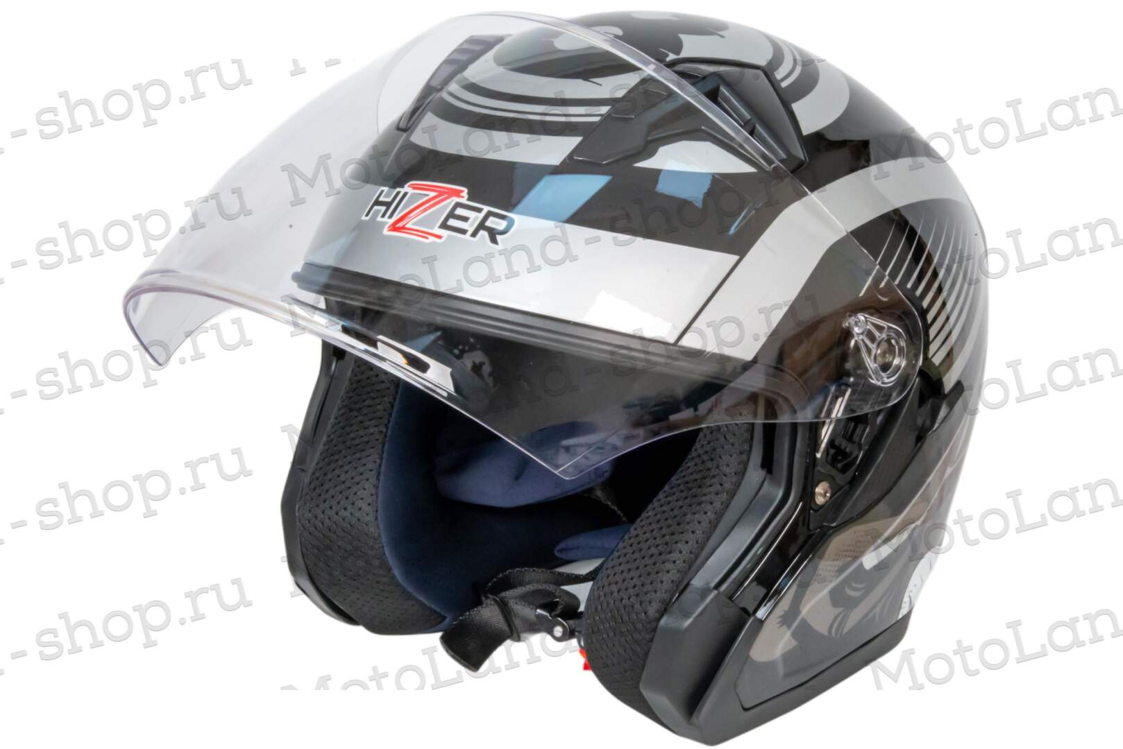 Шлем мото открытый HIZER J228 №2 (S) black/gray