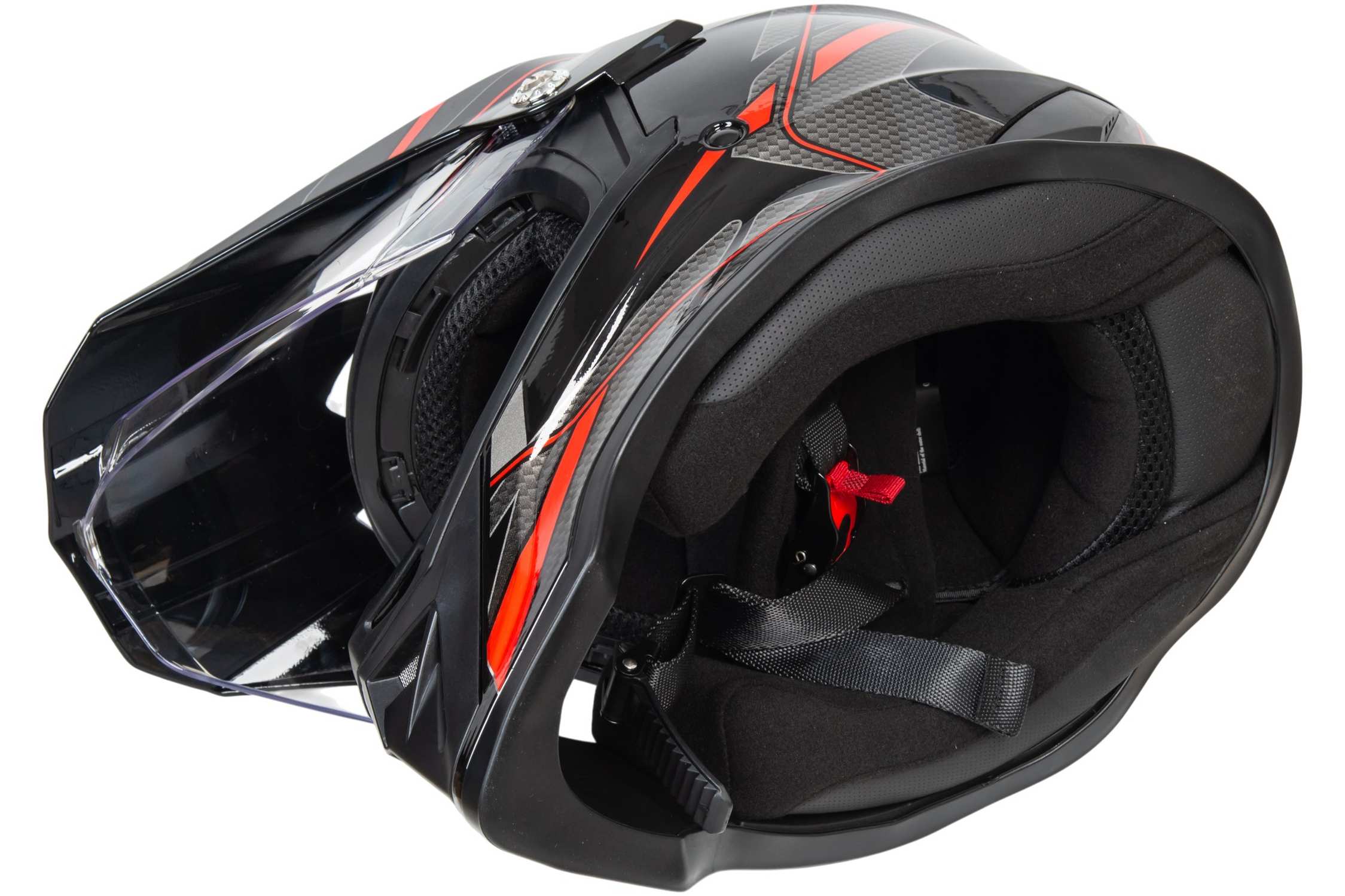Шлем мото мотард HIZER B6197-1 №5 (L) black/red