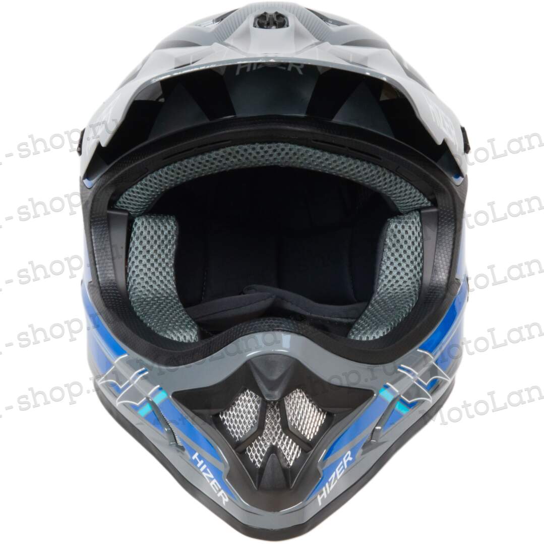 Шлем мото кроссовый HIZER J6805 №4 (L) grey/blue