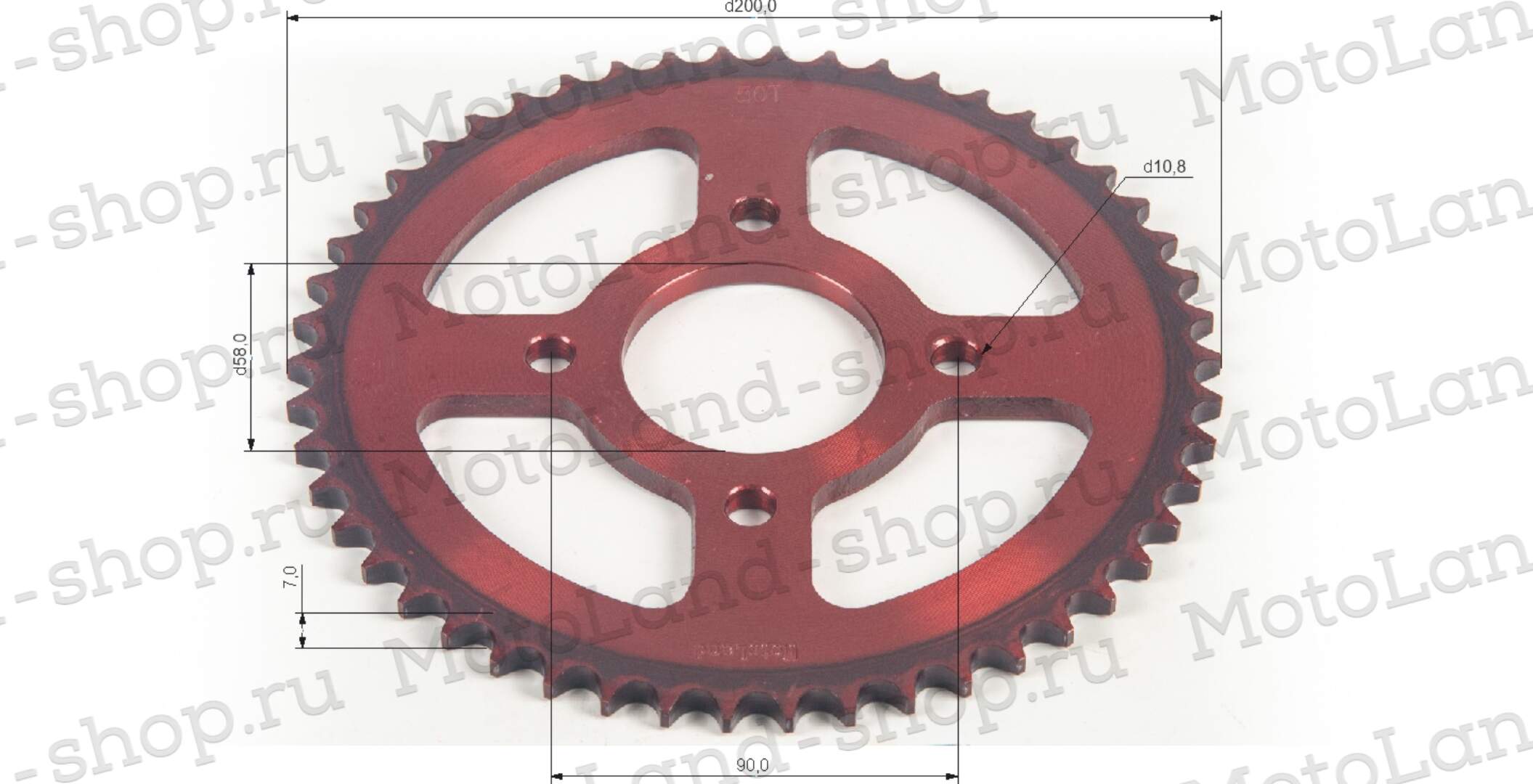 Венец, звезда ведомая (428H-50) CG/CB 4х90х58 красная