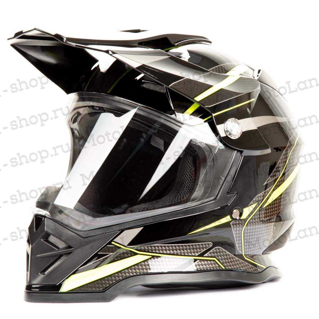 Шлем мото мотард HIZER B6197-1 №4 (XL) black/yellow