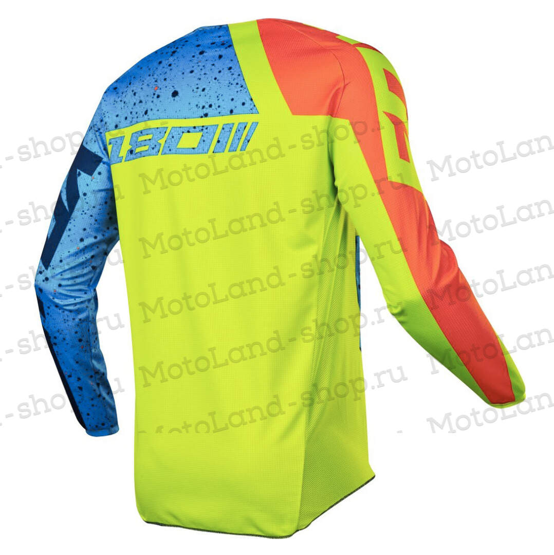 Джерси/футболка для мотокросса (детская) FOX №2 / Blue/Neon-Green (рост 140-145 см)