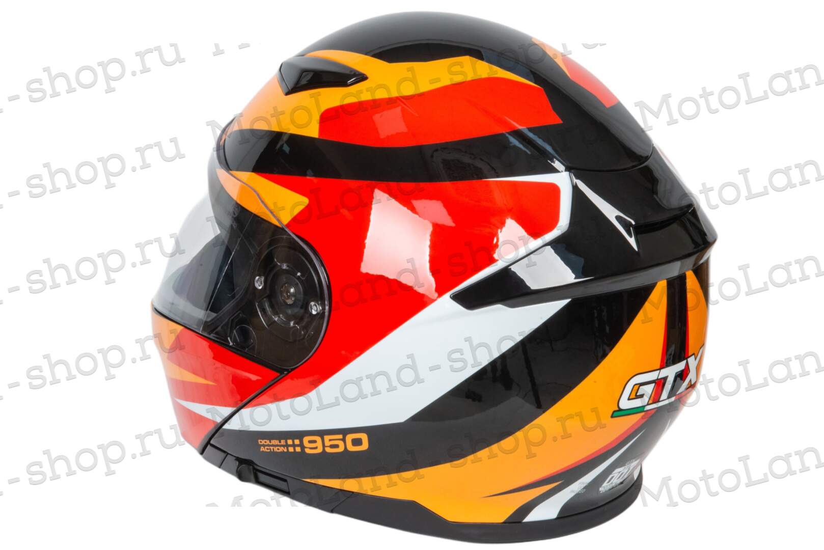 Шлем мото модуляр GTX 550 №2 (L) BLACK/WHITE ORANGE RED (2 визора)
