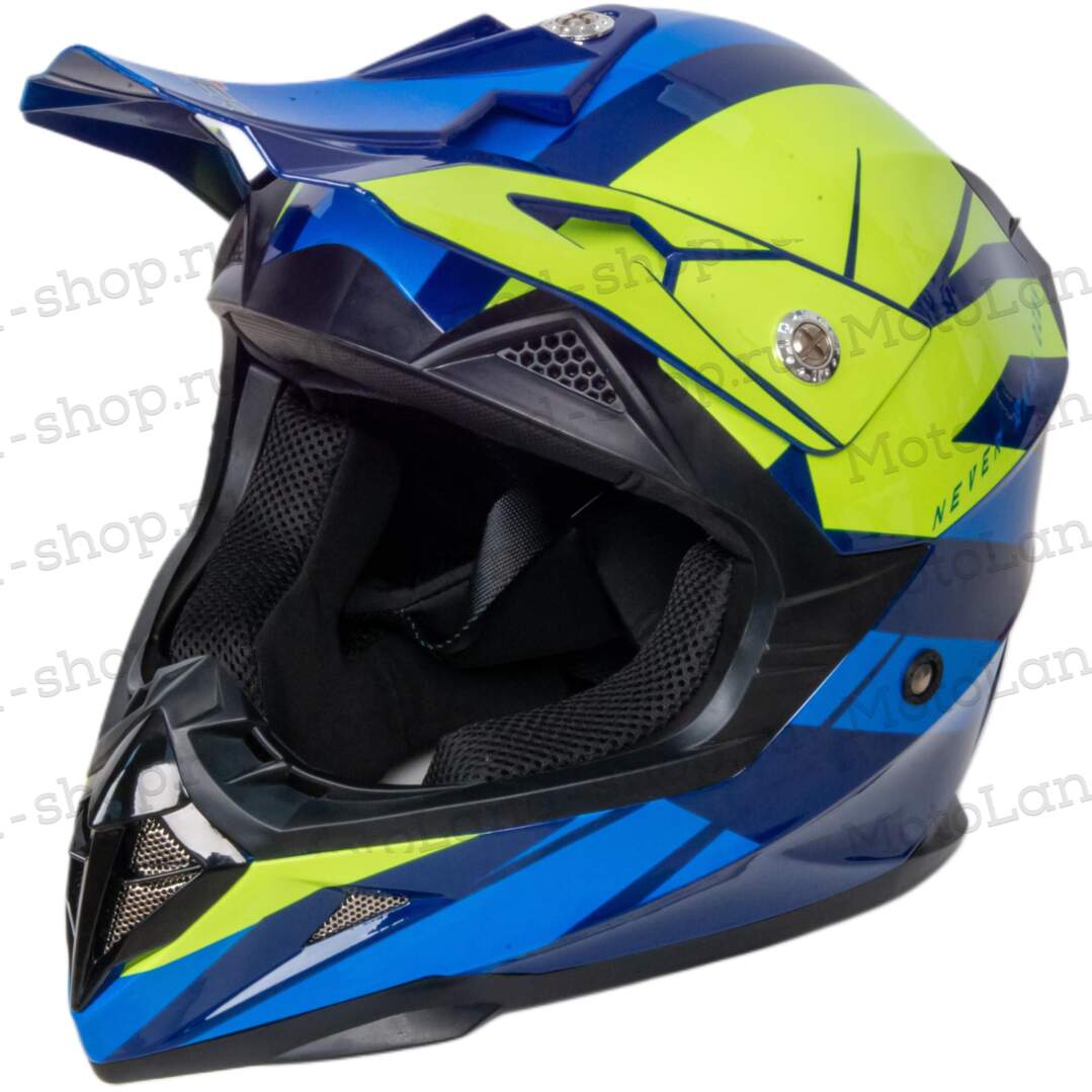 Шлем мото кроссовый HIZER 915 №6 (M) havy/neon/yellow/blue