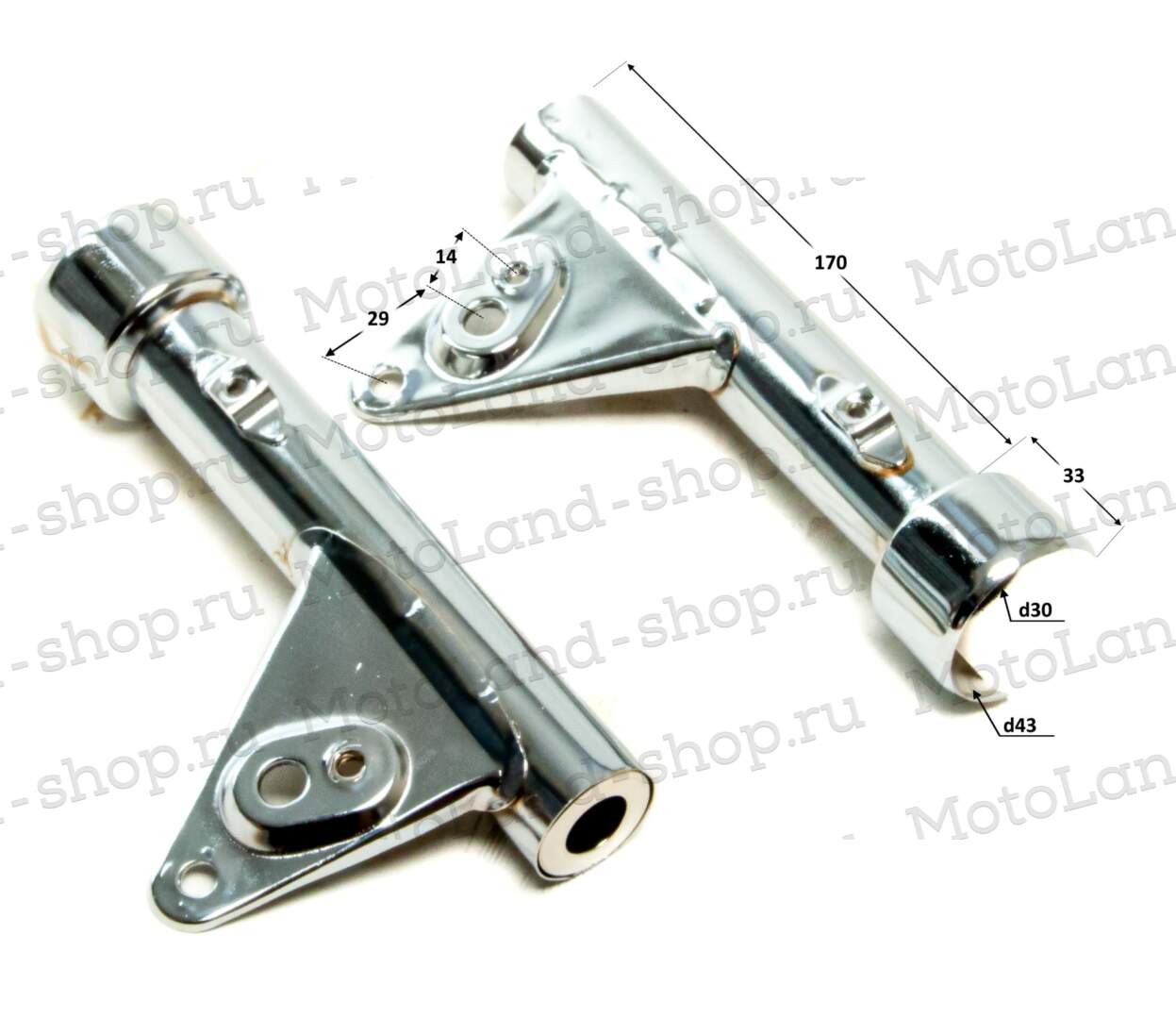 Кронштейн крепл.фары (уши) хром Альфа