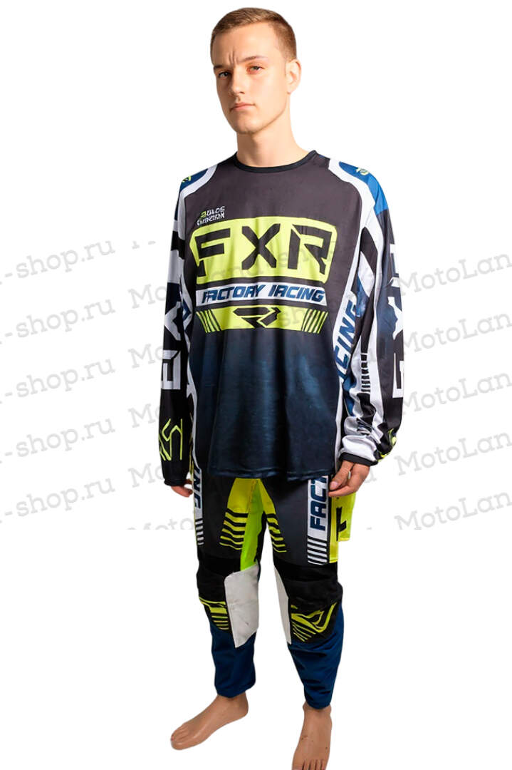Штаны для мотокросса FXR №4 (L) blue/black/white/neon green